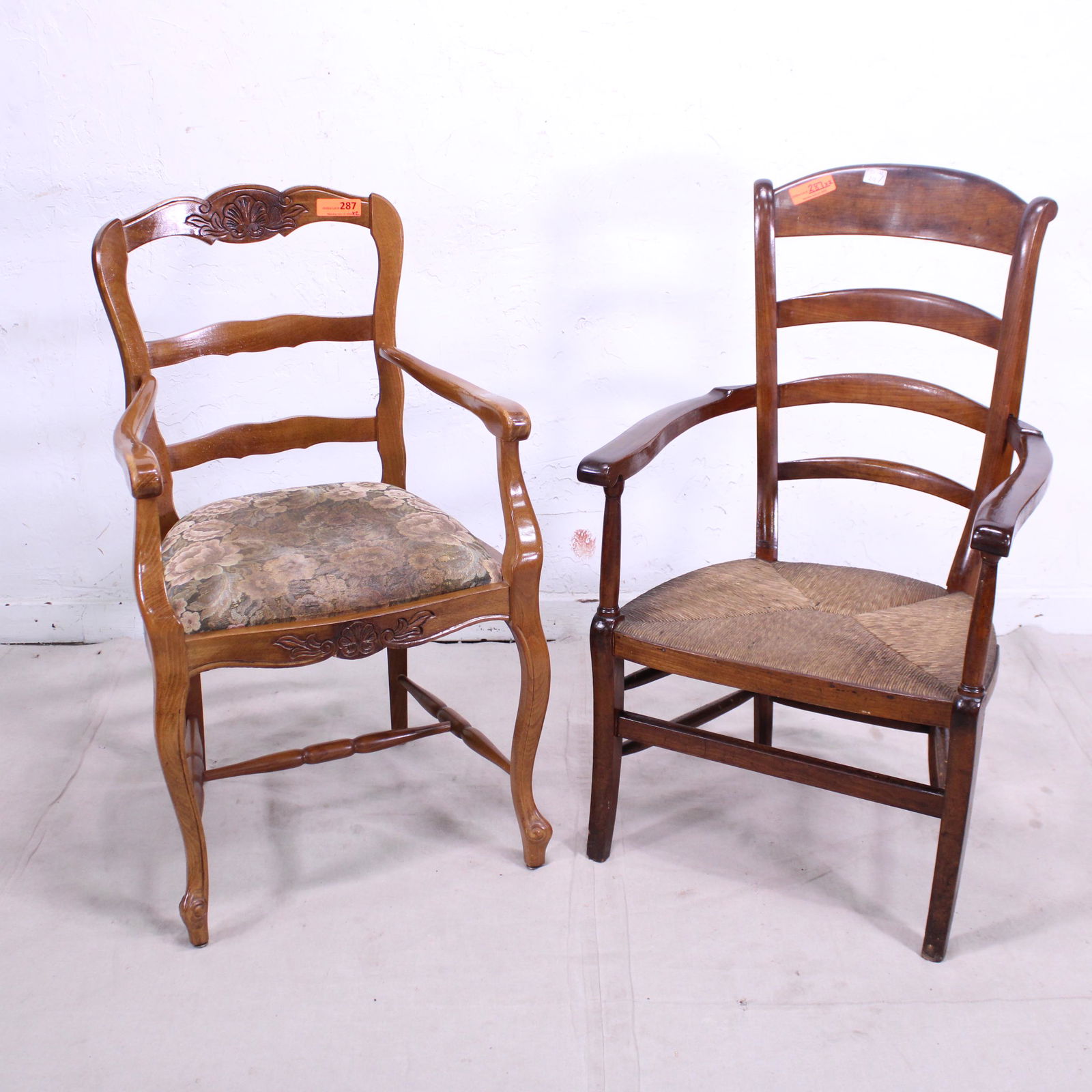 2 Country French Arm Chairs - non matching (1 of 9)