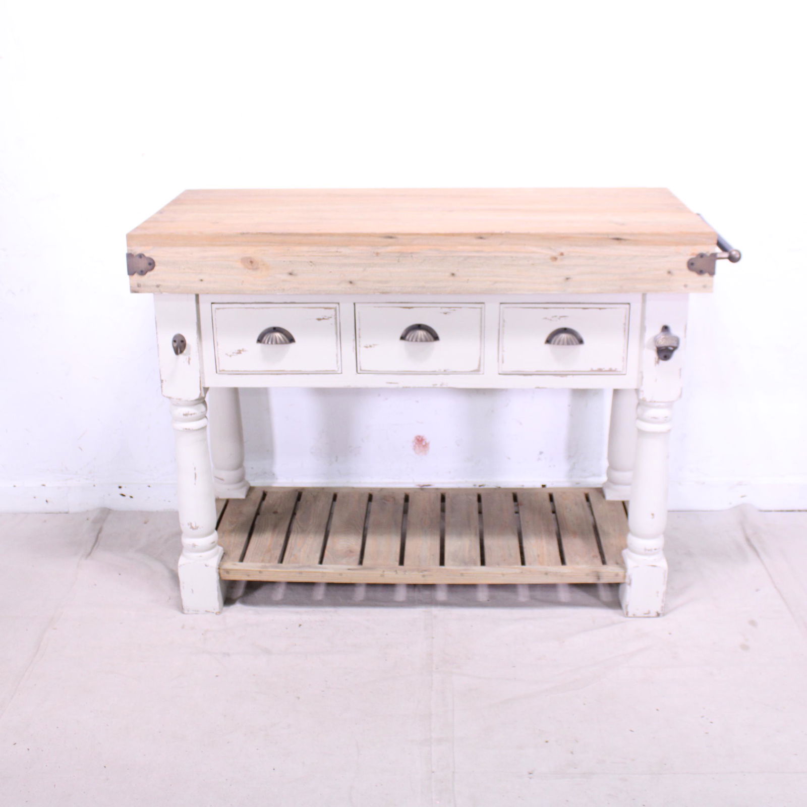 Farmhouse 3 Drawer Kitchen Island - Painted Base (1 of 5)