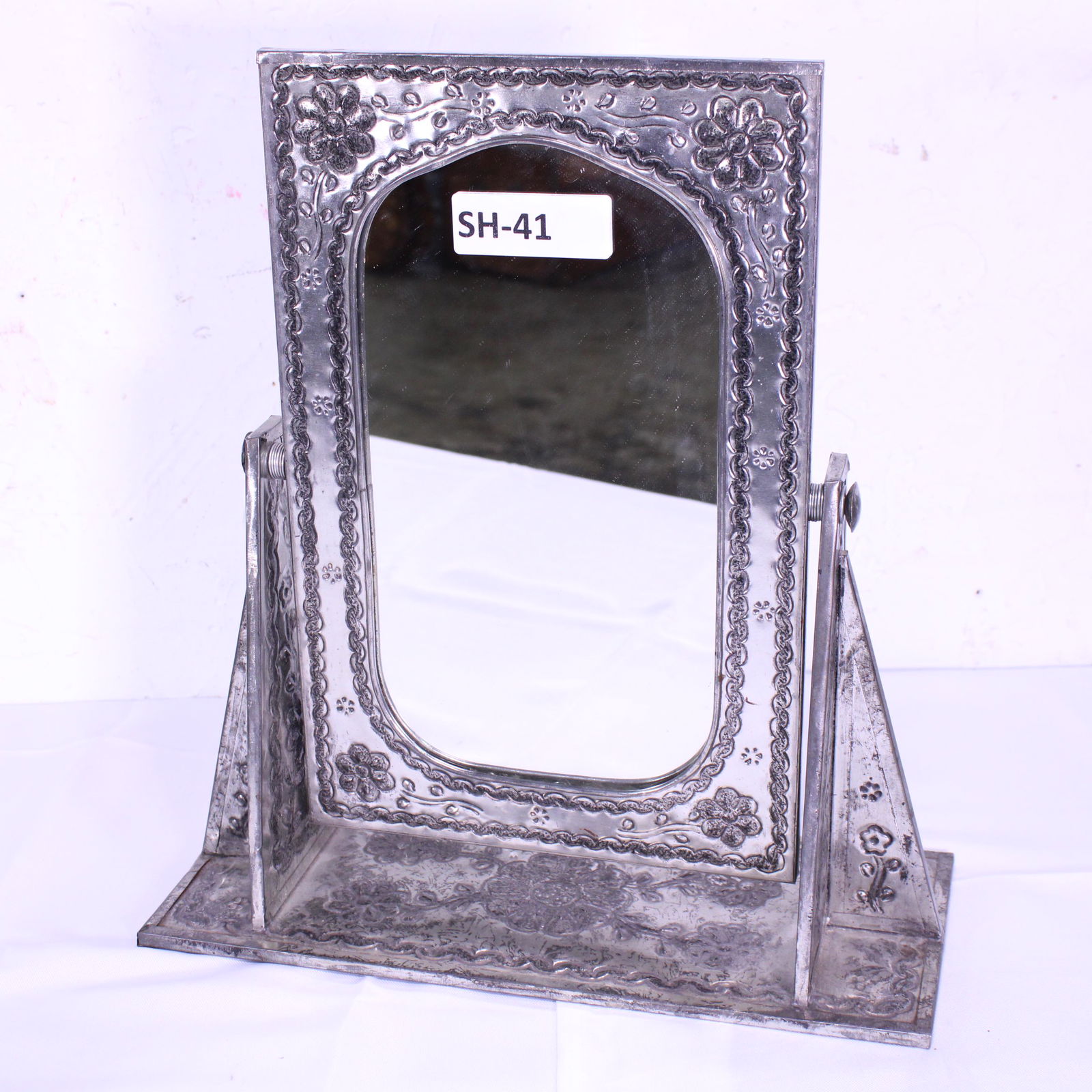 Table Top Mirror with Punched Tin Frame (1 of 4)
