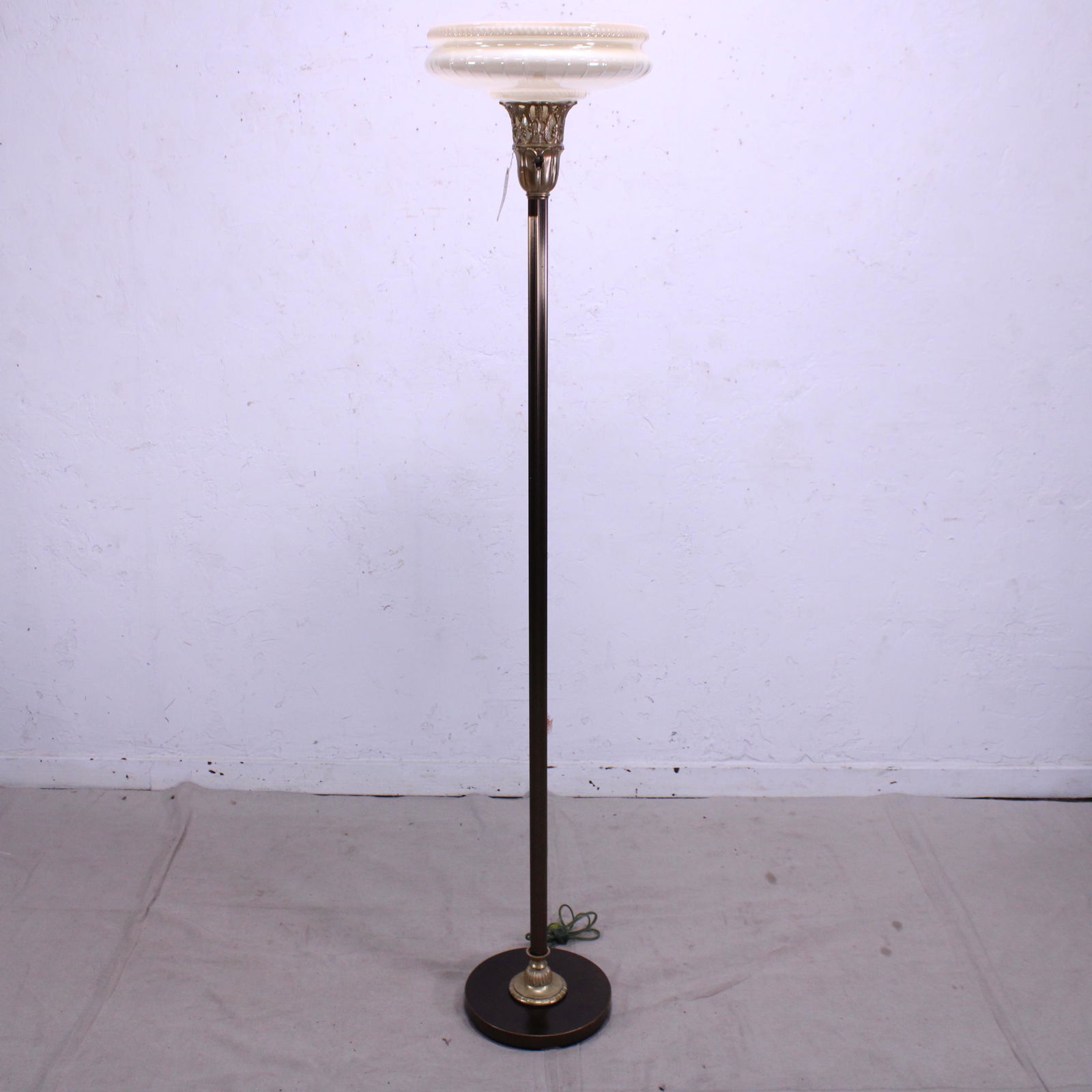 Tall Floor Lamp with Iridescent glass shade (1 of 3)