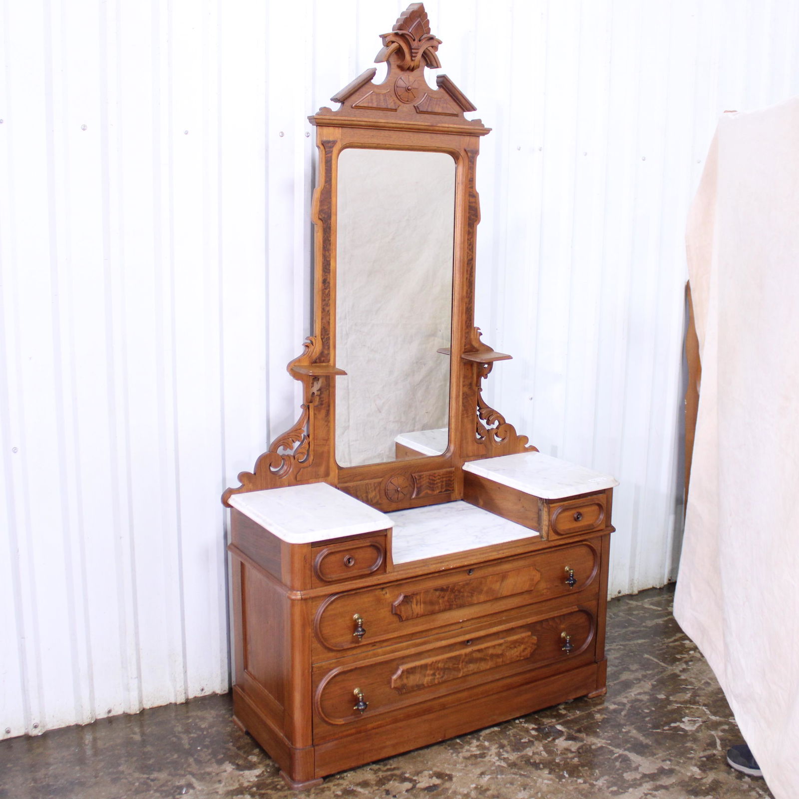 American Dresser with Marble Top & Mirror (1 of 5)