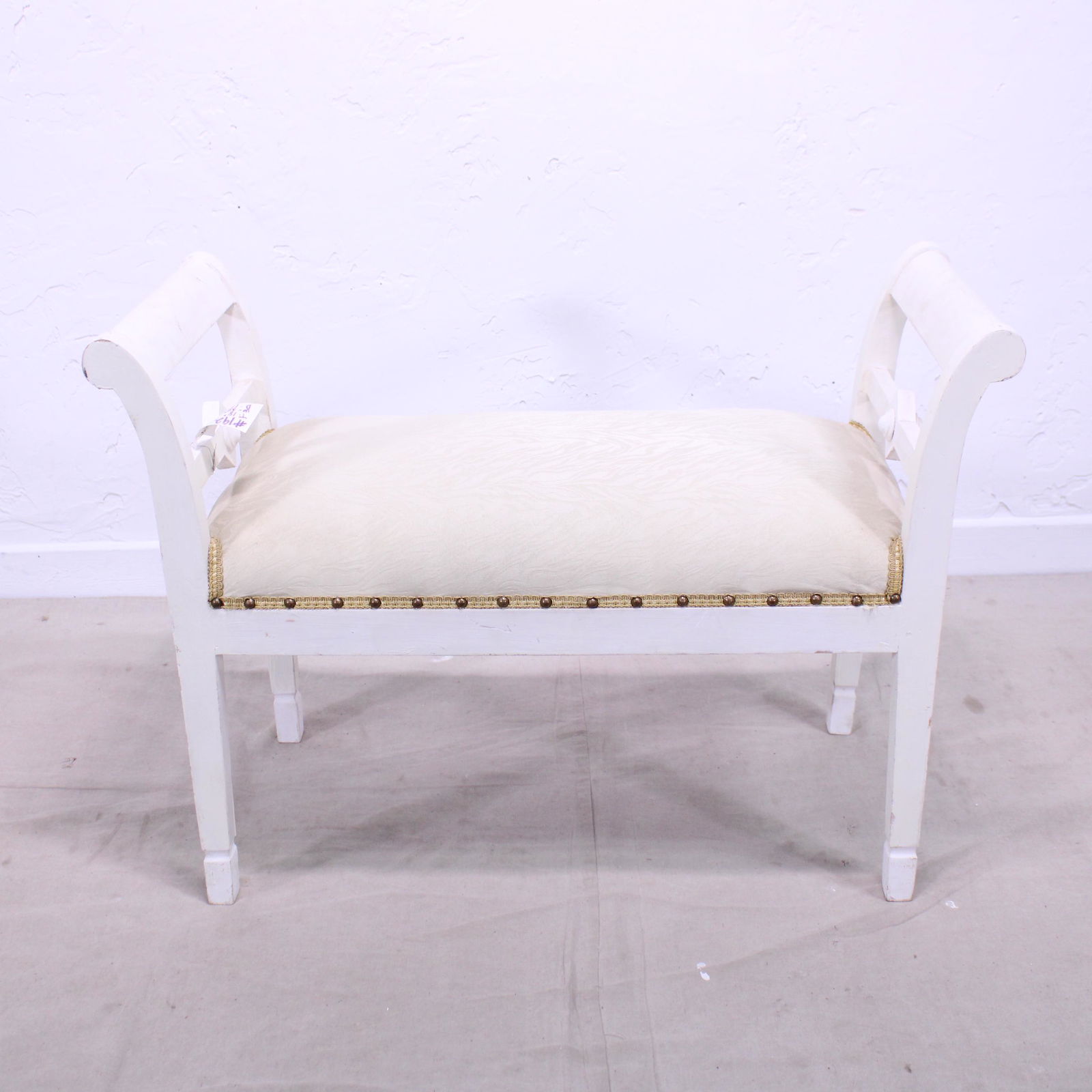 White Painted Upholstered Bench (1 of 4)