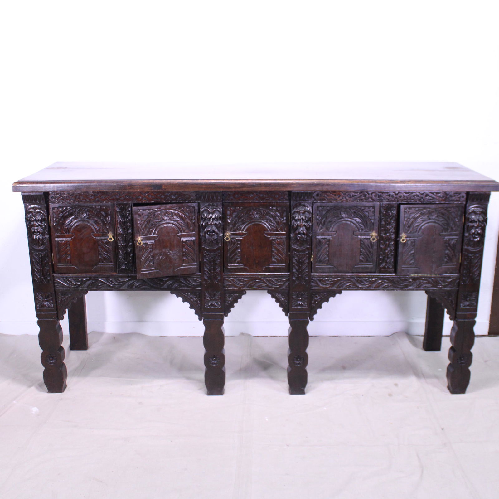 Large Carved Oak 5 Drawer Sideboard (1 of 10)