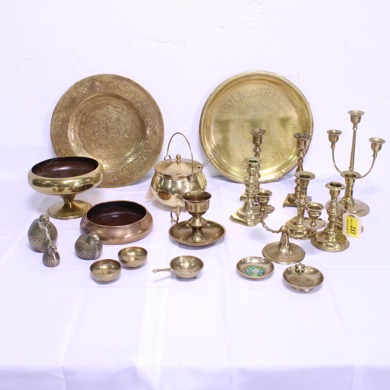 22pc Collection of Brass - Candlesticks, Trays, Bowls, (1 of 5)