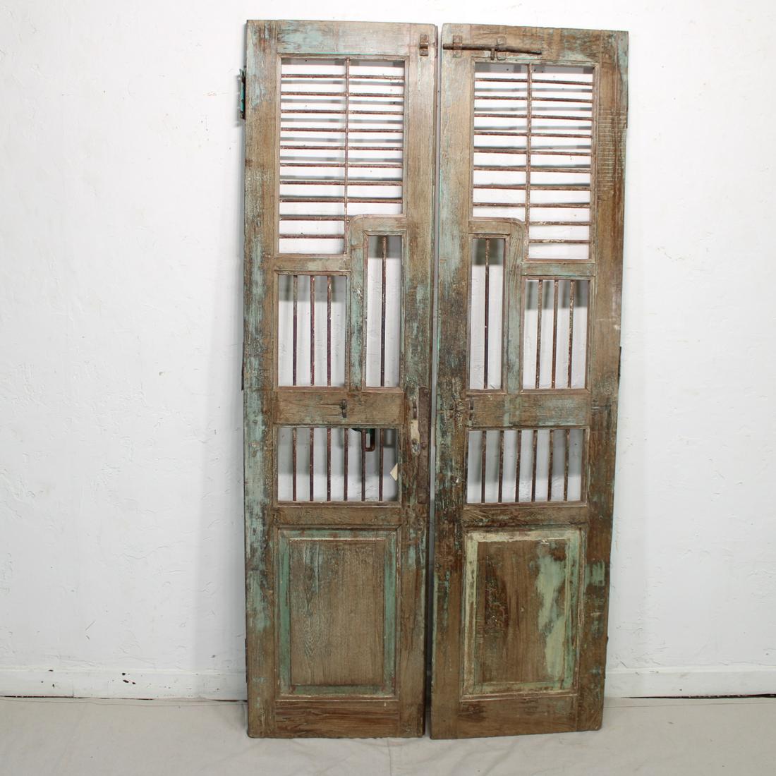 Vintage Wood & Metal Iron Door  - Grey & Blue (1 of 5)