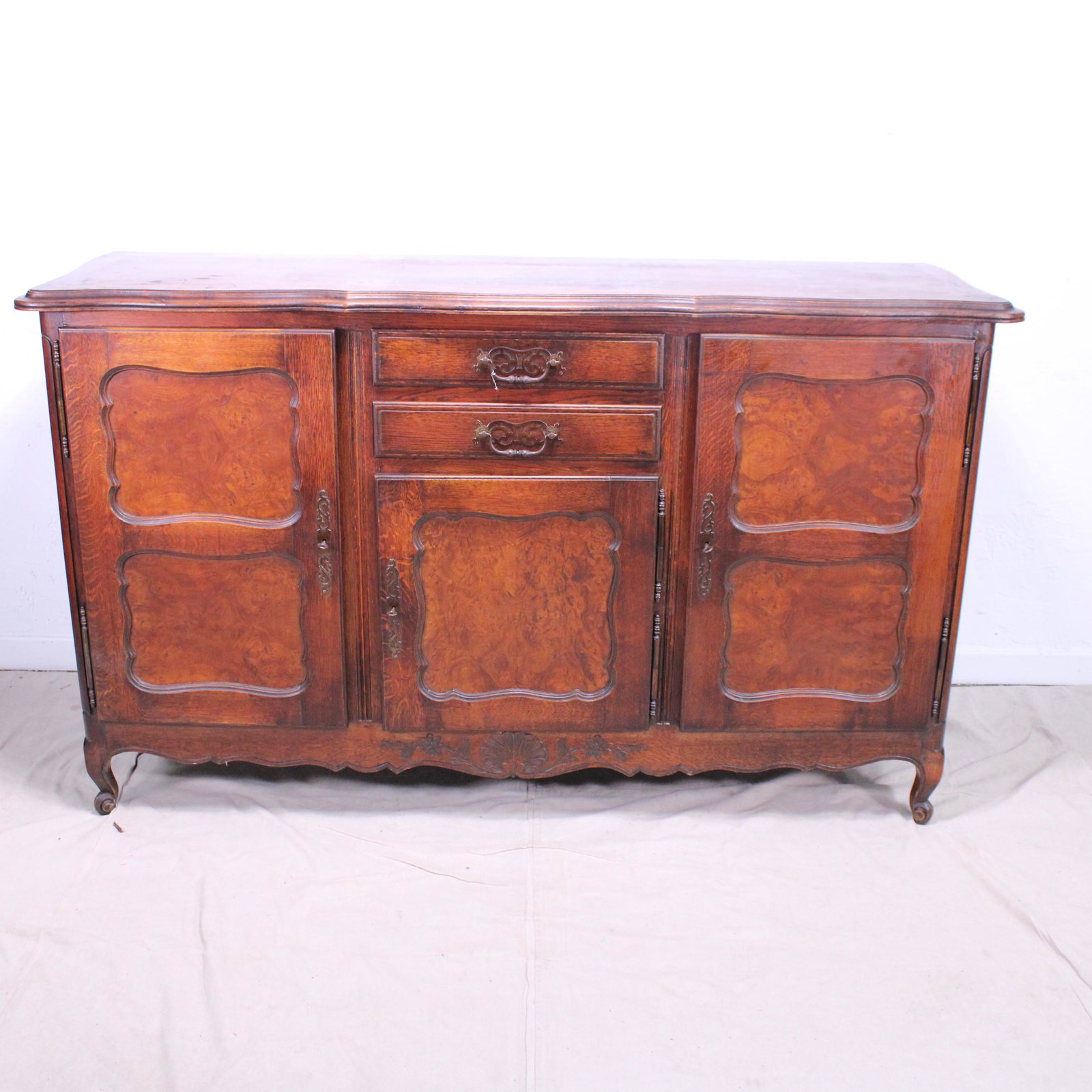 Louis XV Style Country French Sideboard in Oak and Ash: Louis XV Style Country French Sideboard in Oak and Ash - 43 in tall x 70 x 21