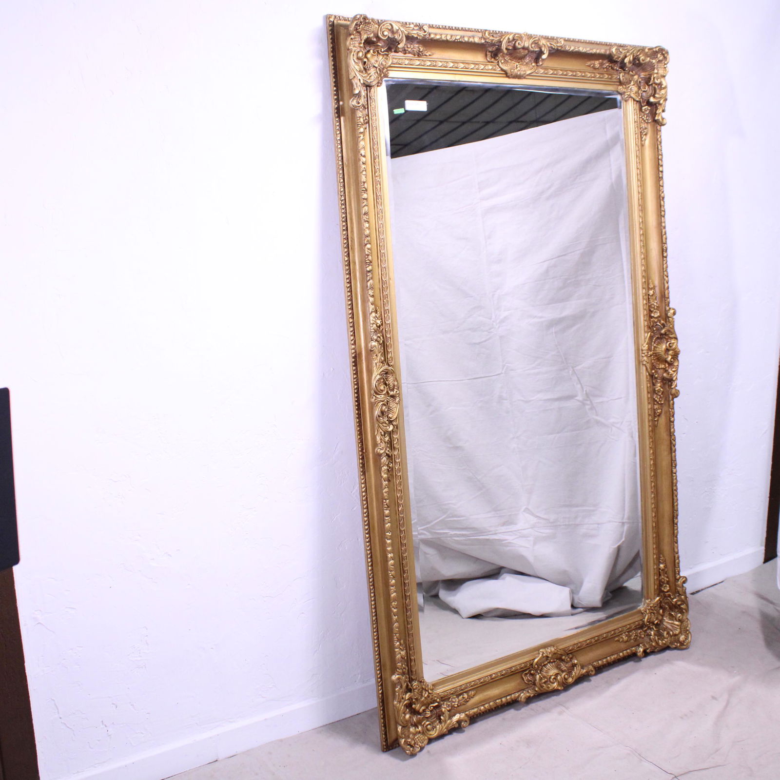 Large Rectangular Gold Framed Beveled Mirror (1 of 6)