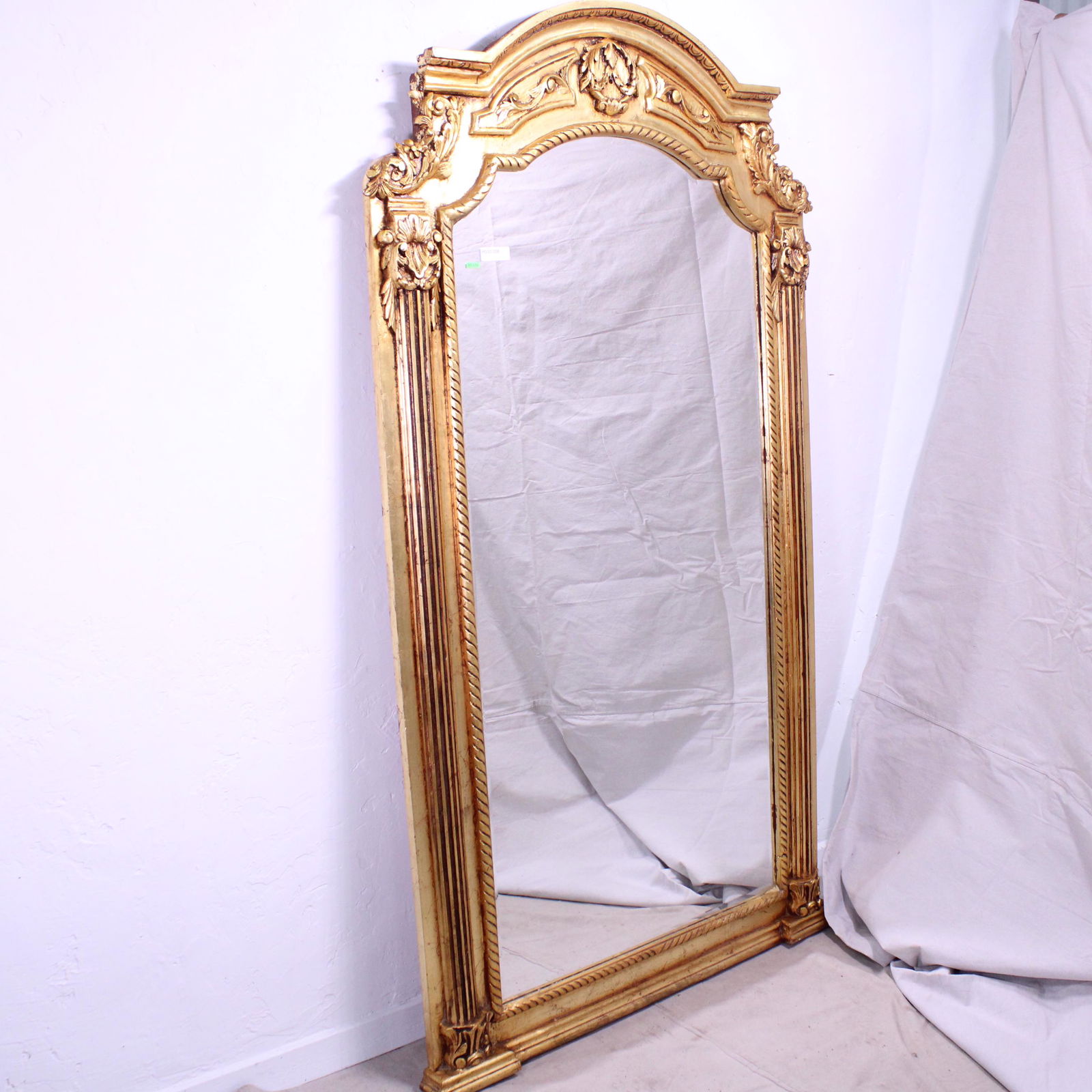 Large Arched Top Gold Framed Beveled Mirror (1 of 6)