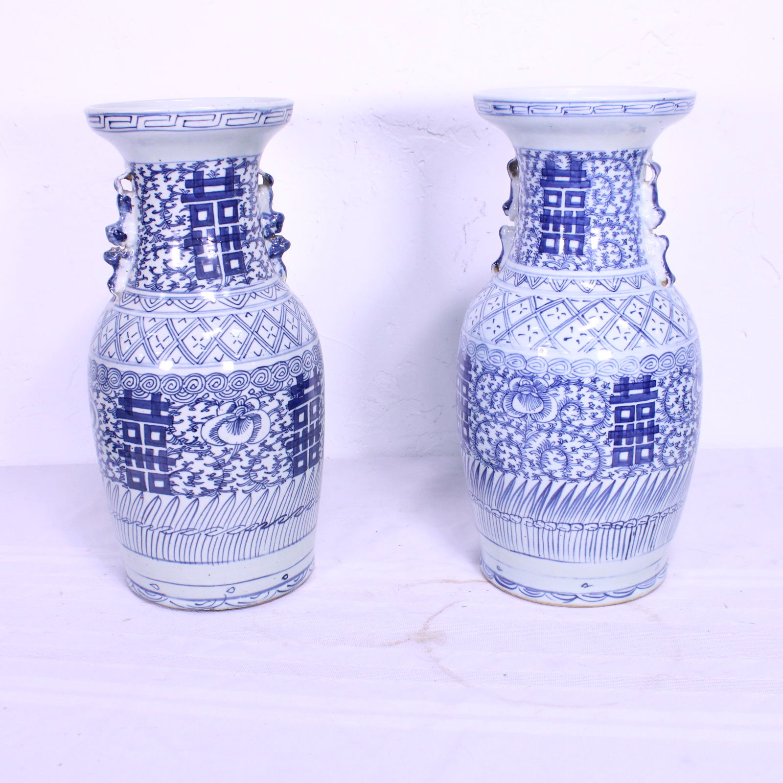Pair Blue & White Porcelain Vases from Tung Chi Period (1 of 3)