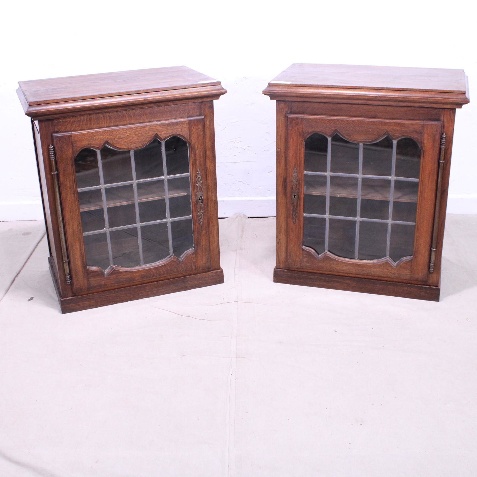 Pair of Small French Oak Cabinets with Glass Doors (1 of 7)