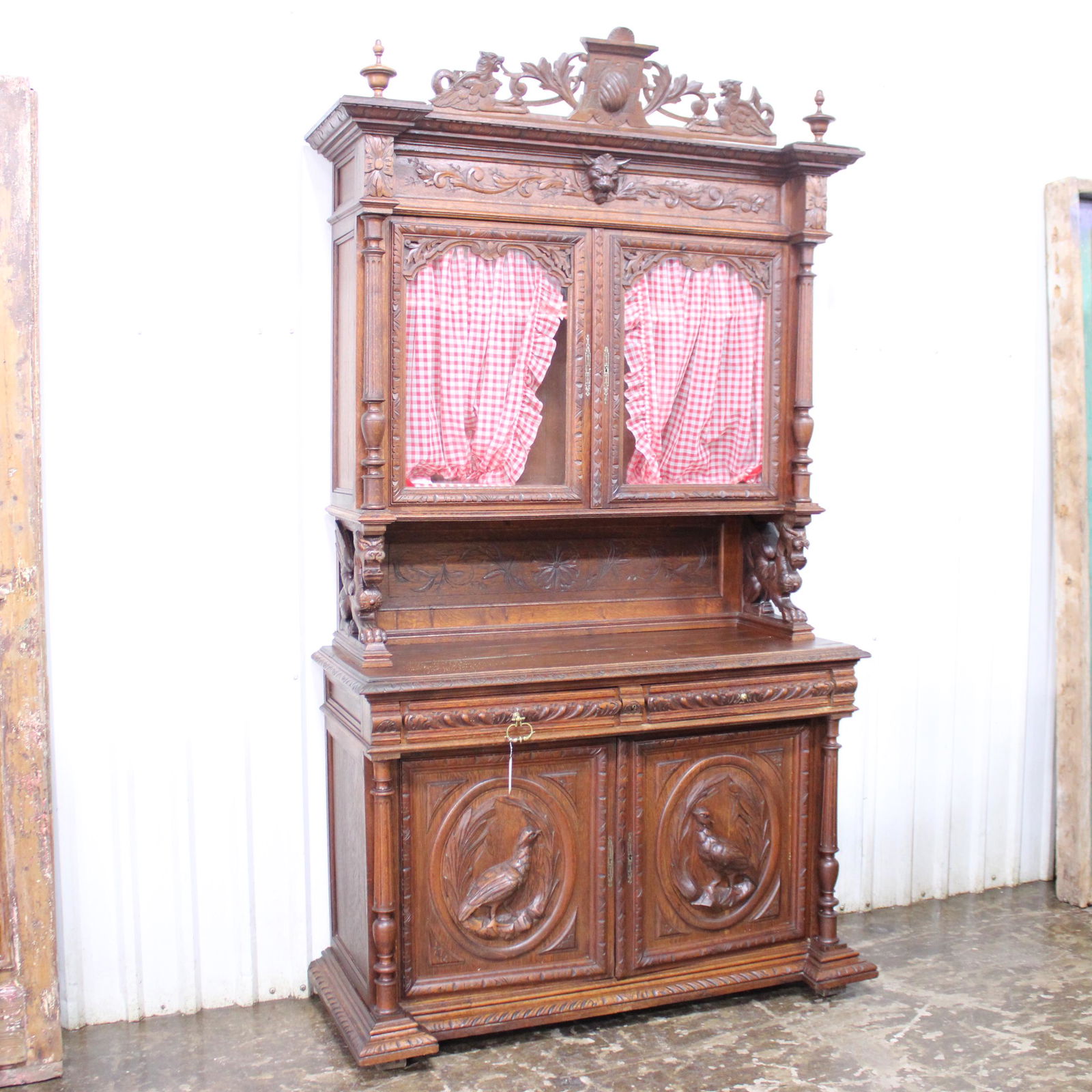 French Louis XIII Style Carved Hunt Cabinet / Double (1 of 10)
