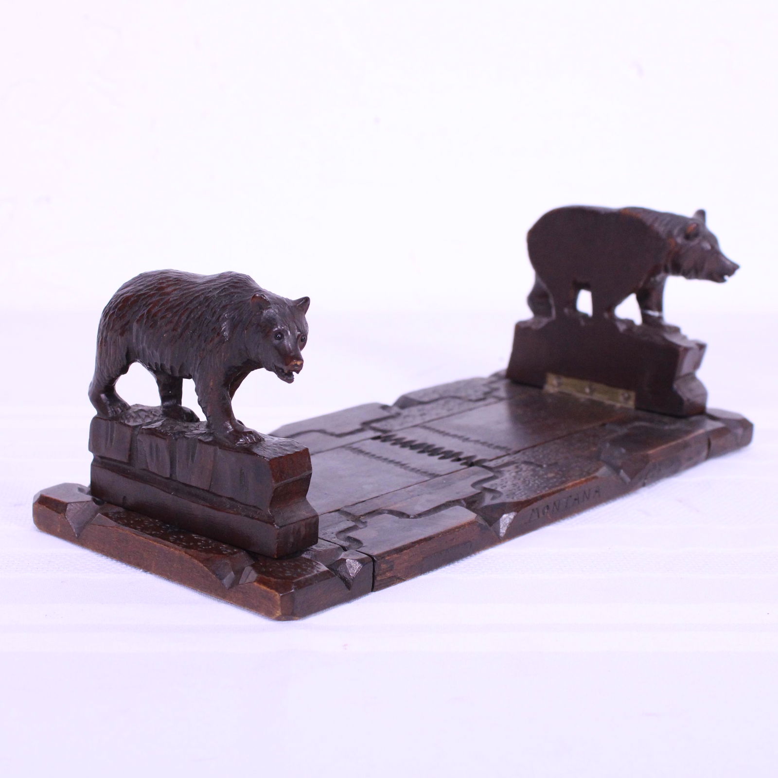 Late 19 C. Black Forest Book Slide With Carved Bears (1 of 6)