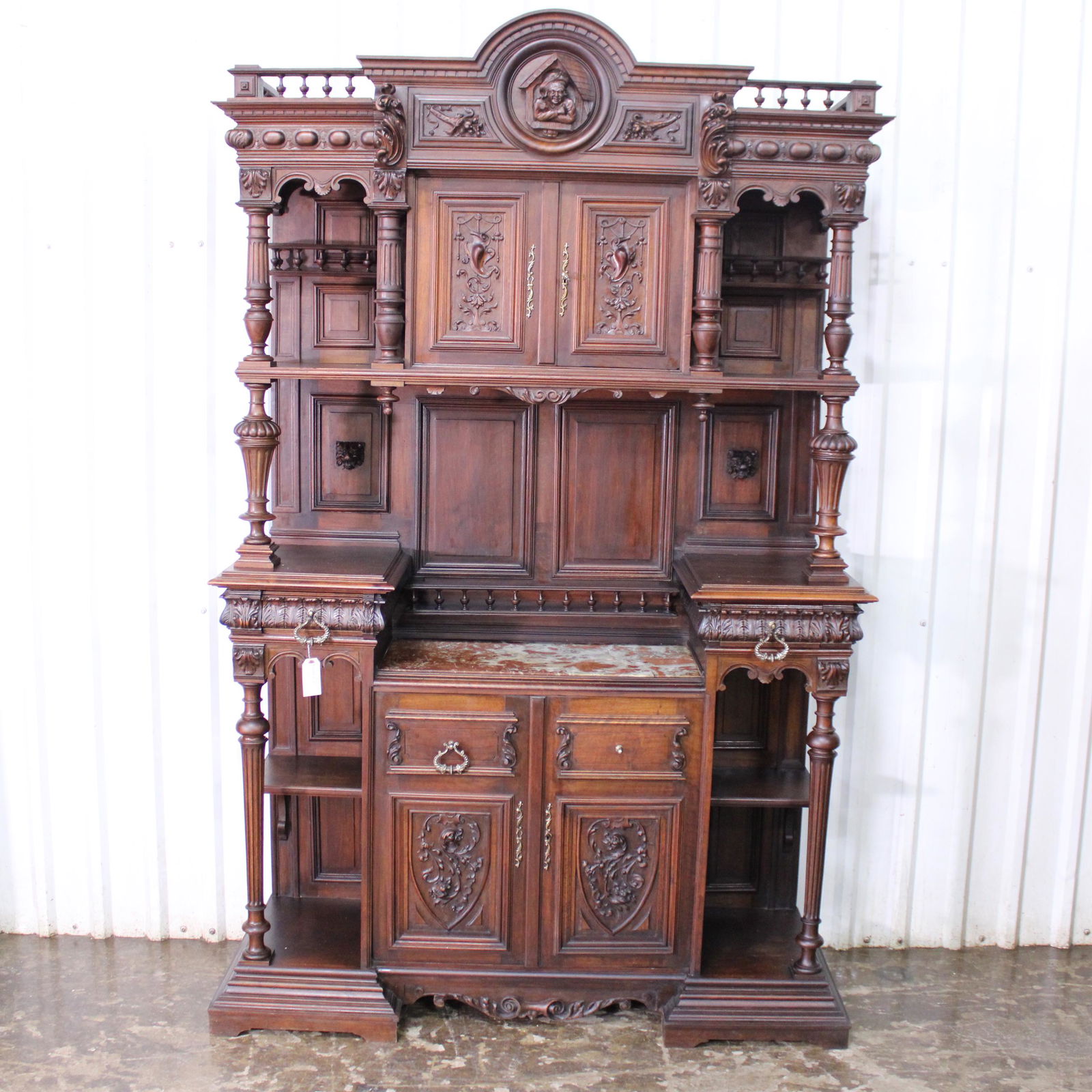 Henri II Style Carved Walnut French Double Buffet (1 of 12)