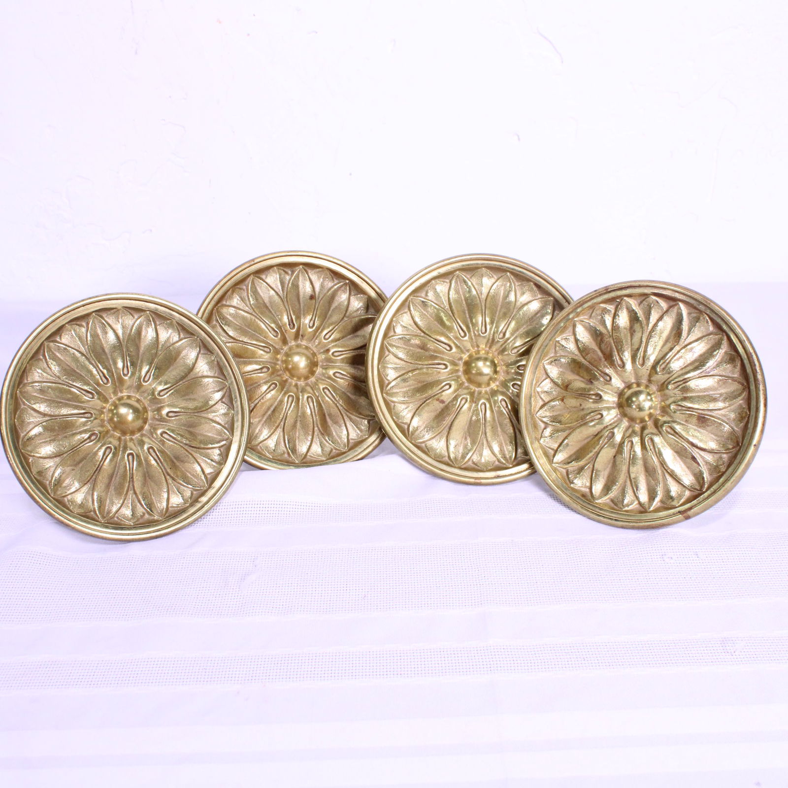 4 Heavy French Brass Curtain Holdbacks / Tie Backs (1 of 3)