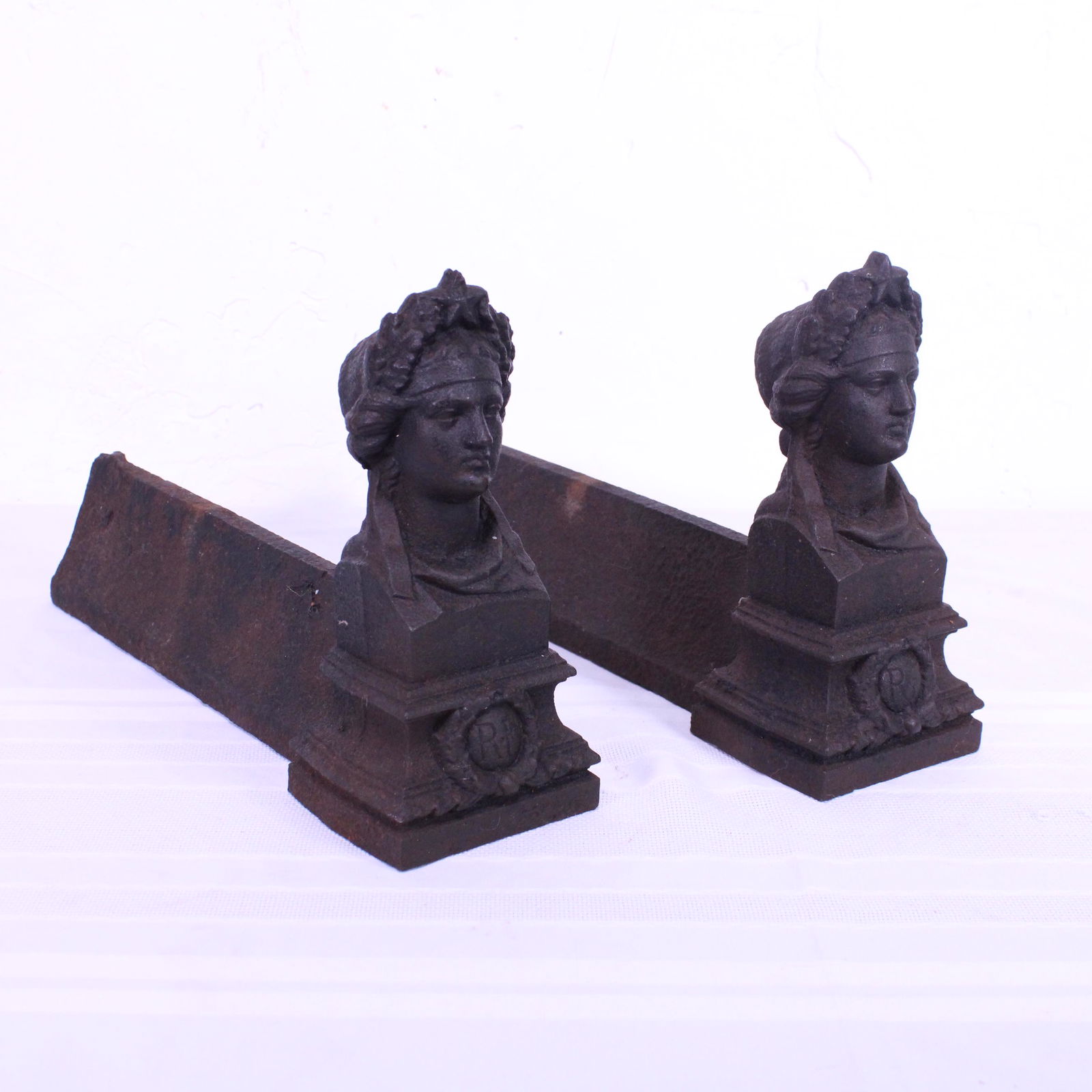 Pair of French Figural Cast Iron Fire Dogs (1 of 6)