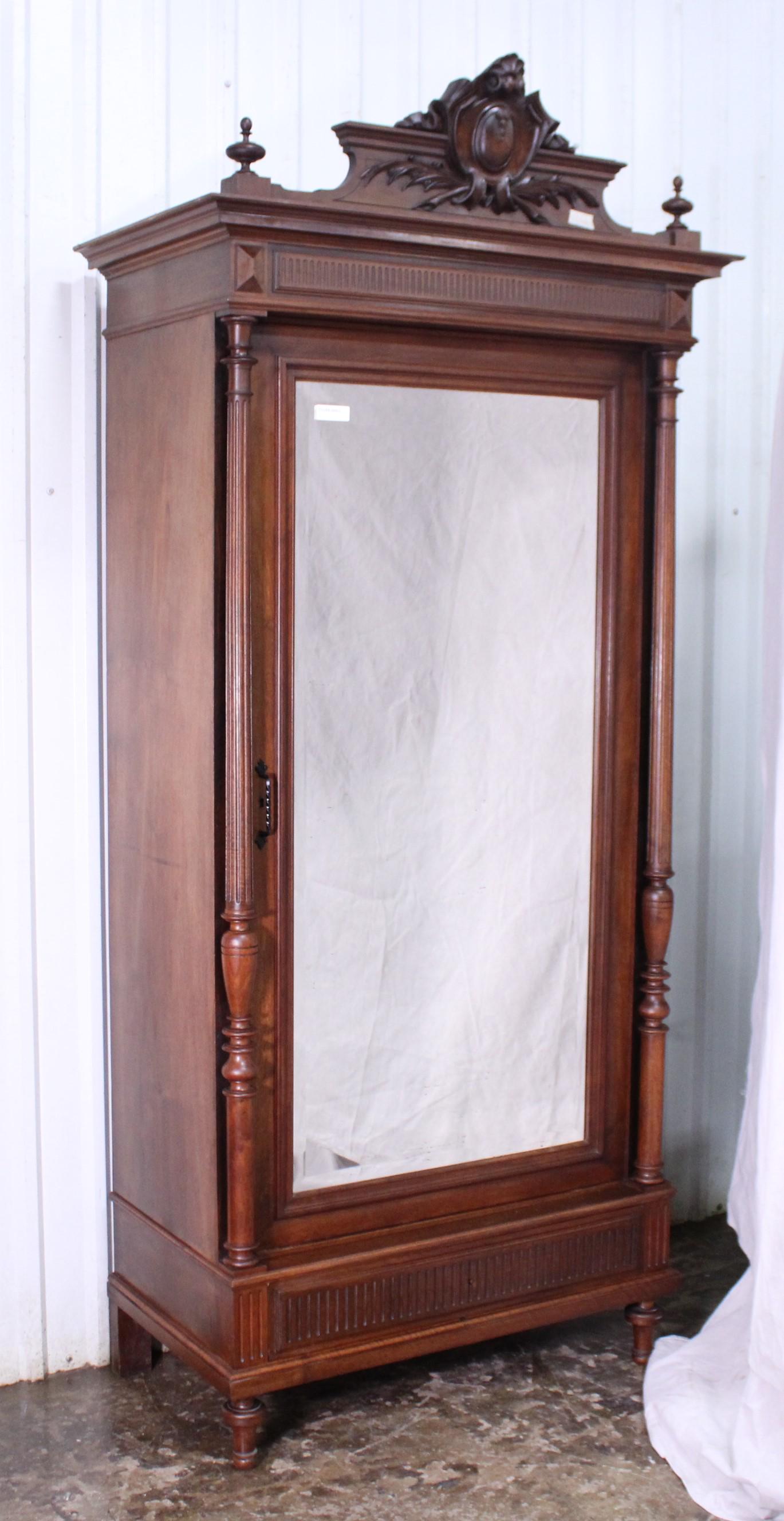French Louis XVI Style Single Door Mirrored Robe (1 of 5)