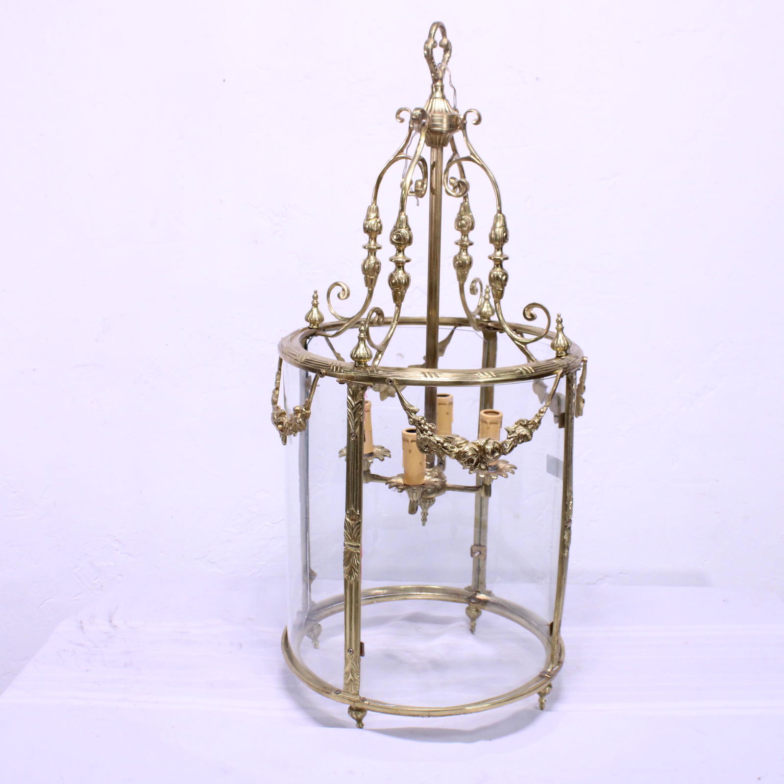 Brass & Glass Hanging Chandelier # 1 (1 of 6)