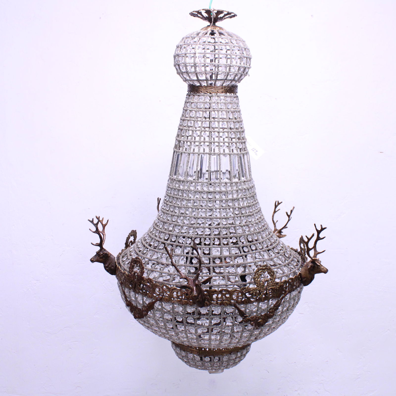 Empire Style Chandelier - Metal Stags Heads & Draping (1 of 5)