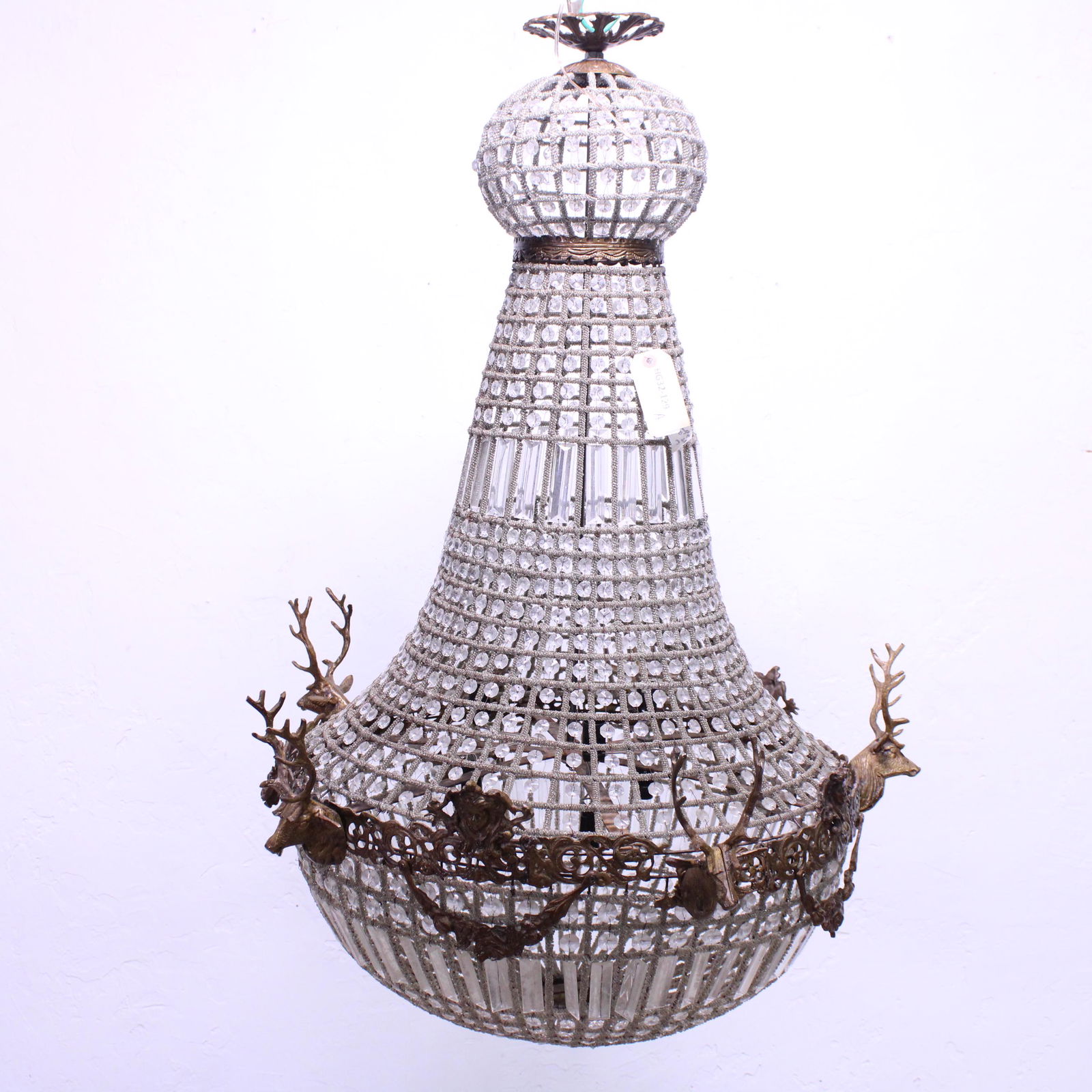 Empire Style Chandelier - Metal Stags Heads & Draping (1 of 5)