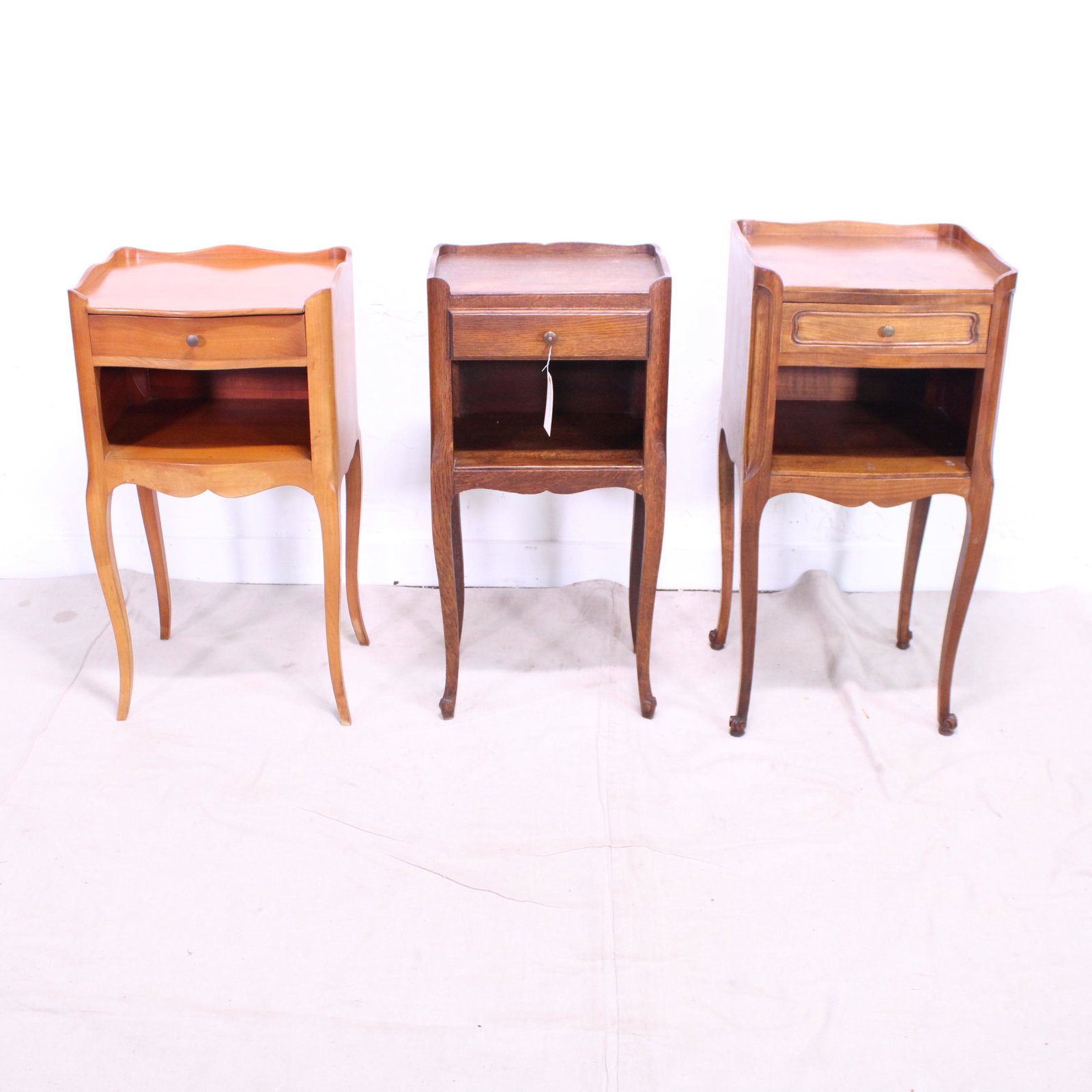 Three Similar French Night Stands: Three Similar French Night Stands - largest is 30 in tall x 15 x 13