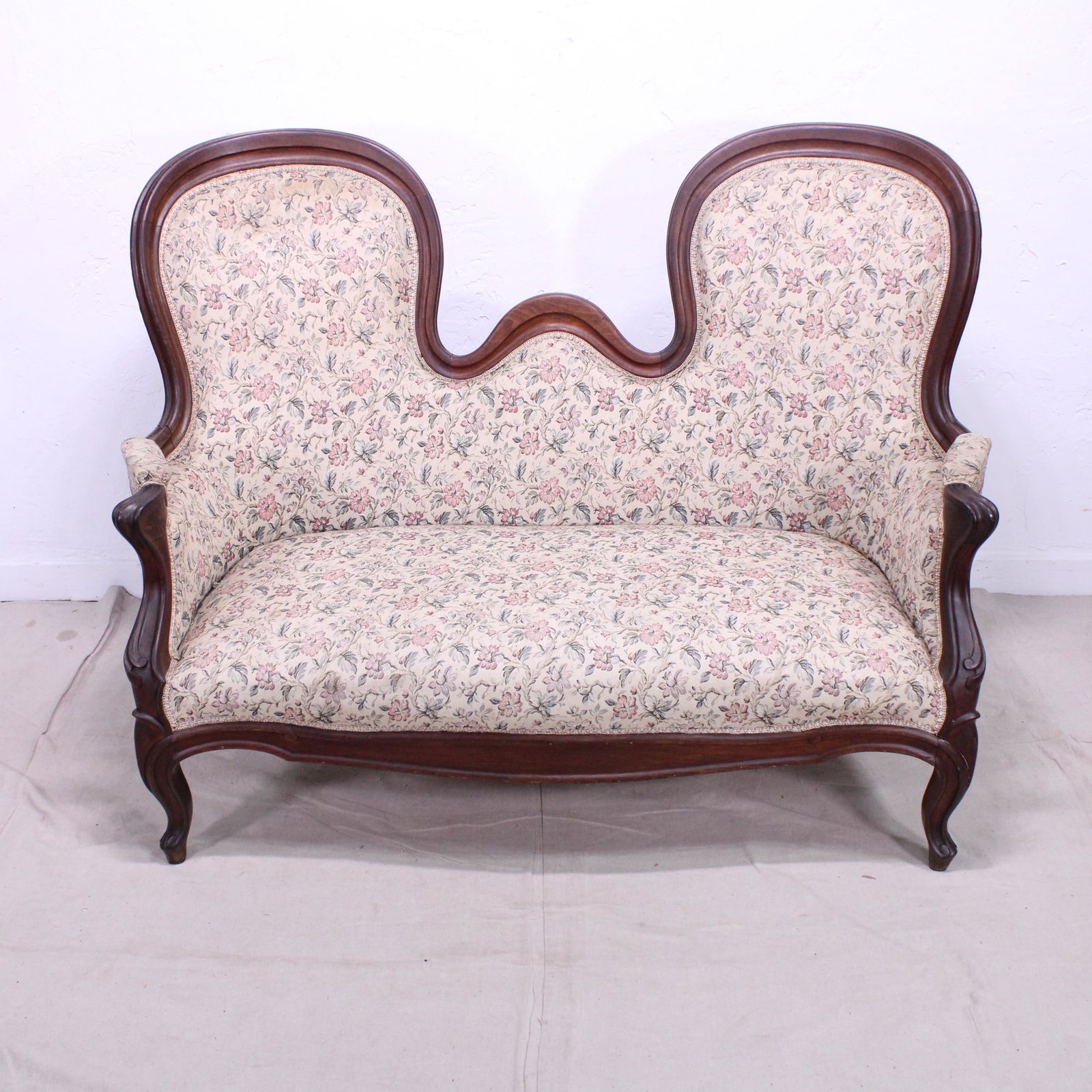 French Napoleon III Style Two Seat Mahogany Sofa (1 of 5)