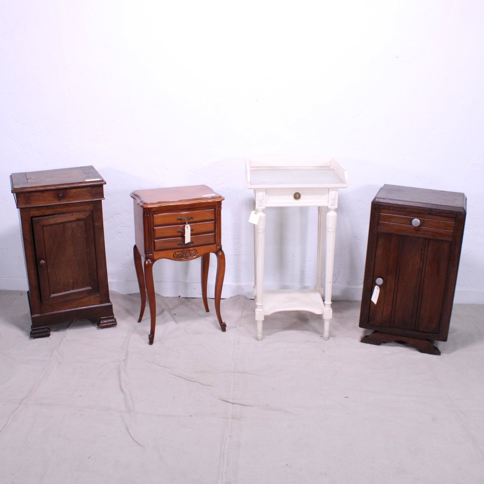 Collection of Four French Nights Stands: Collection of Four French Nights Stands - largest is 34 in tall x 18 x 14