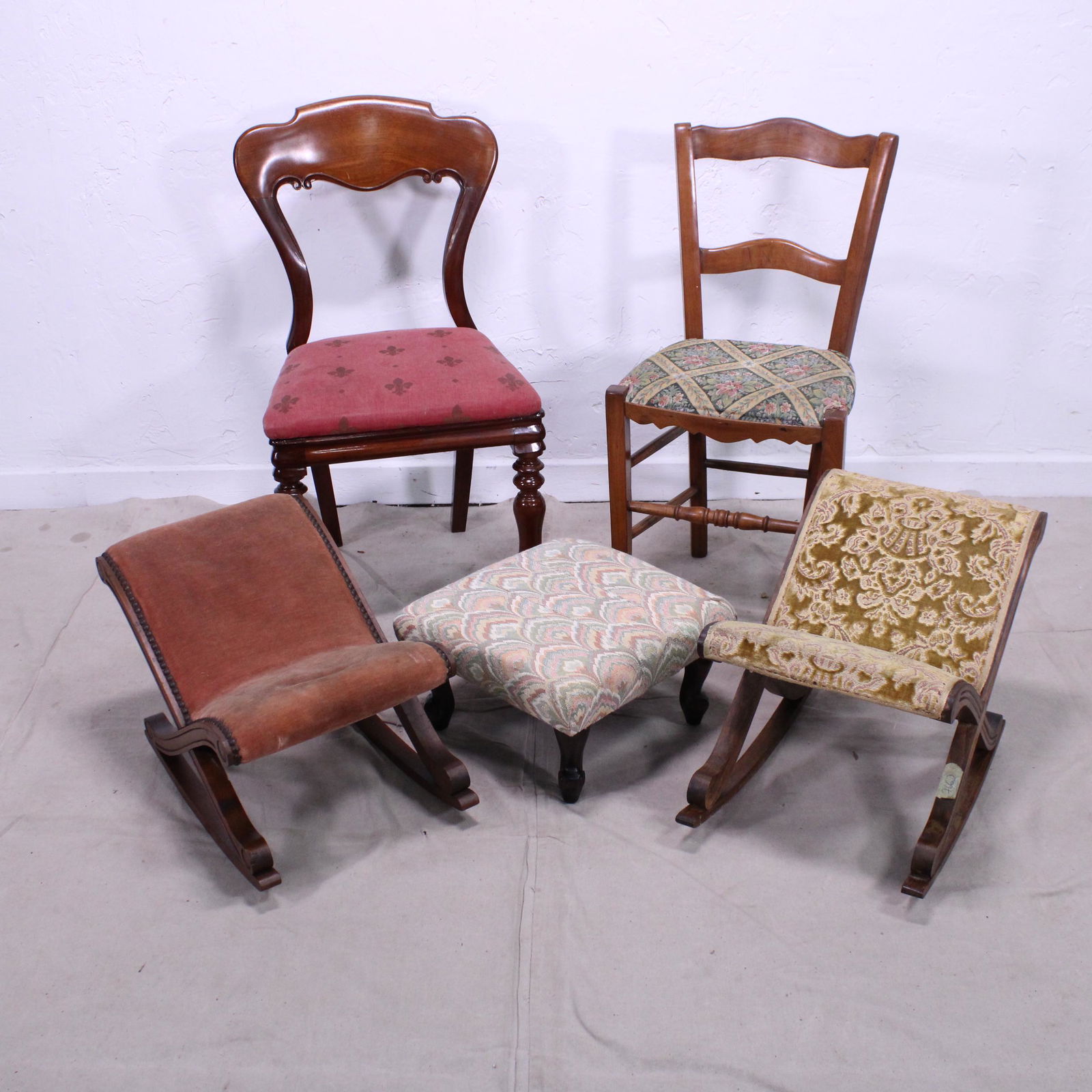 2 French Chairs, a Stool & 2 Gout Stools (1 of 5)