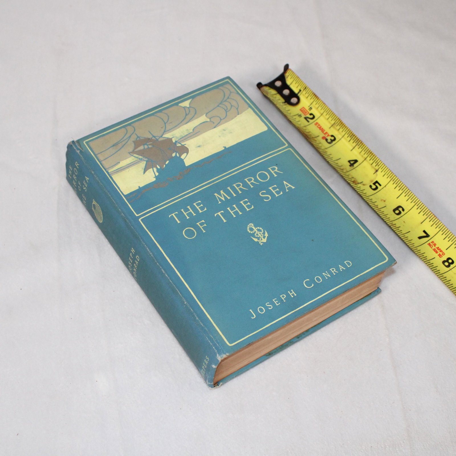 Joseph Conrad, The Mirror of the Sea, 1906, 1st: Joseph Conrad, The Mirror of the Sea, 1906, 1st Edition, Harper & Brothers, New York & London, 329 pages, light blue & pale yellow cloth, slight curling of top & bottom spine edges, otherwise an excel
