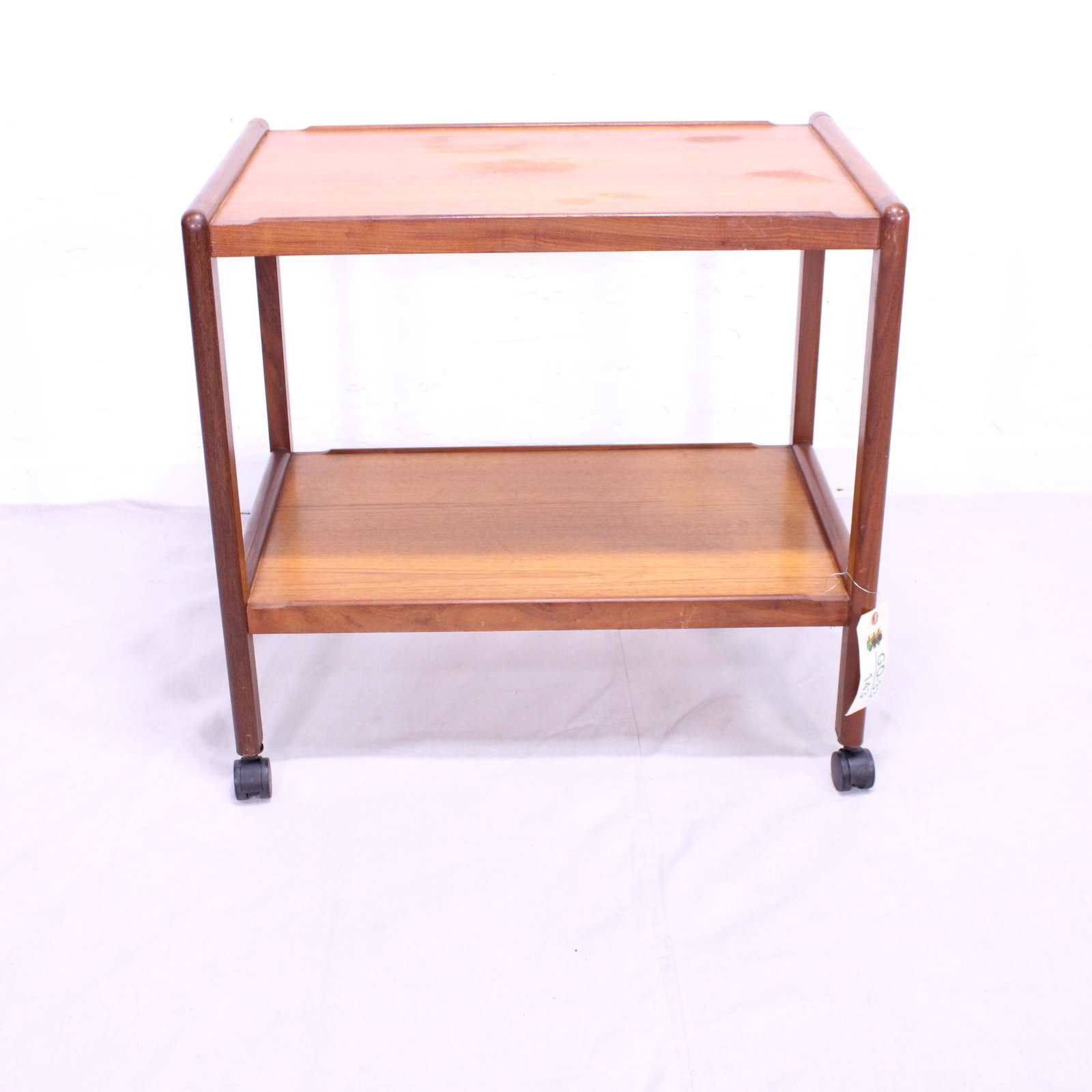 Mid Century Modern Cocktail Cart in Teak: Danish Modern Style Trolley in Teak - 26 in tall x 27 x 18