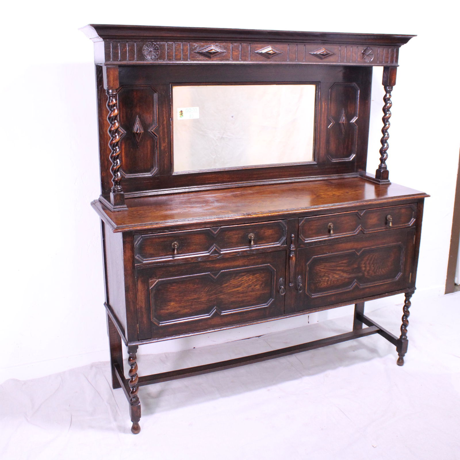 English Mirrored Barley Twist Jacobean Style  Sideboard (1 of 9)