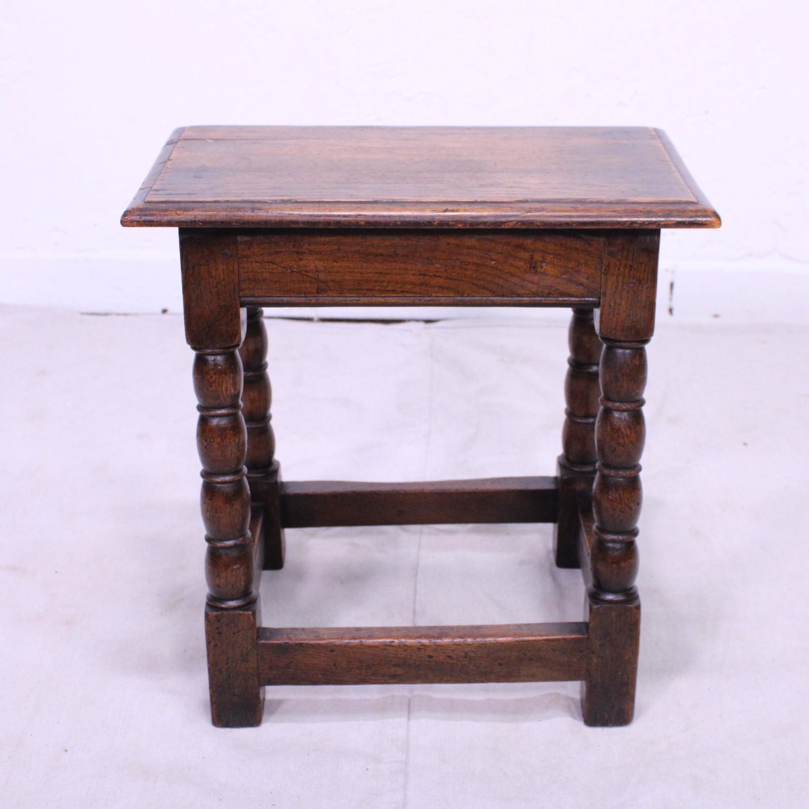 Tall English Oak Joint Stool with Bobbin Legs (1 of 4)