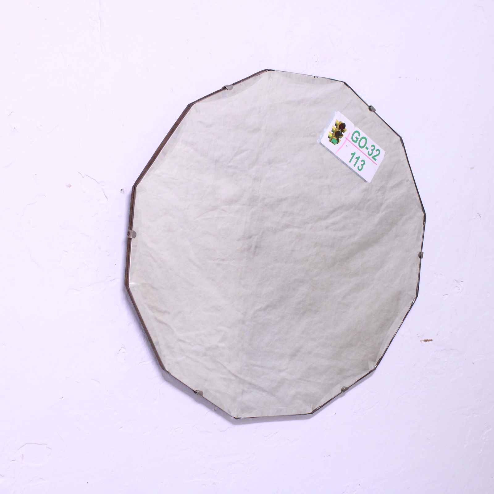 Mid-Century  Beveled Mirror - Circular - Diamond Bevel (1 of 3)