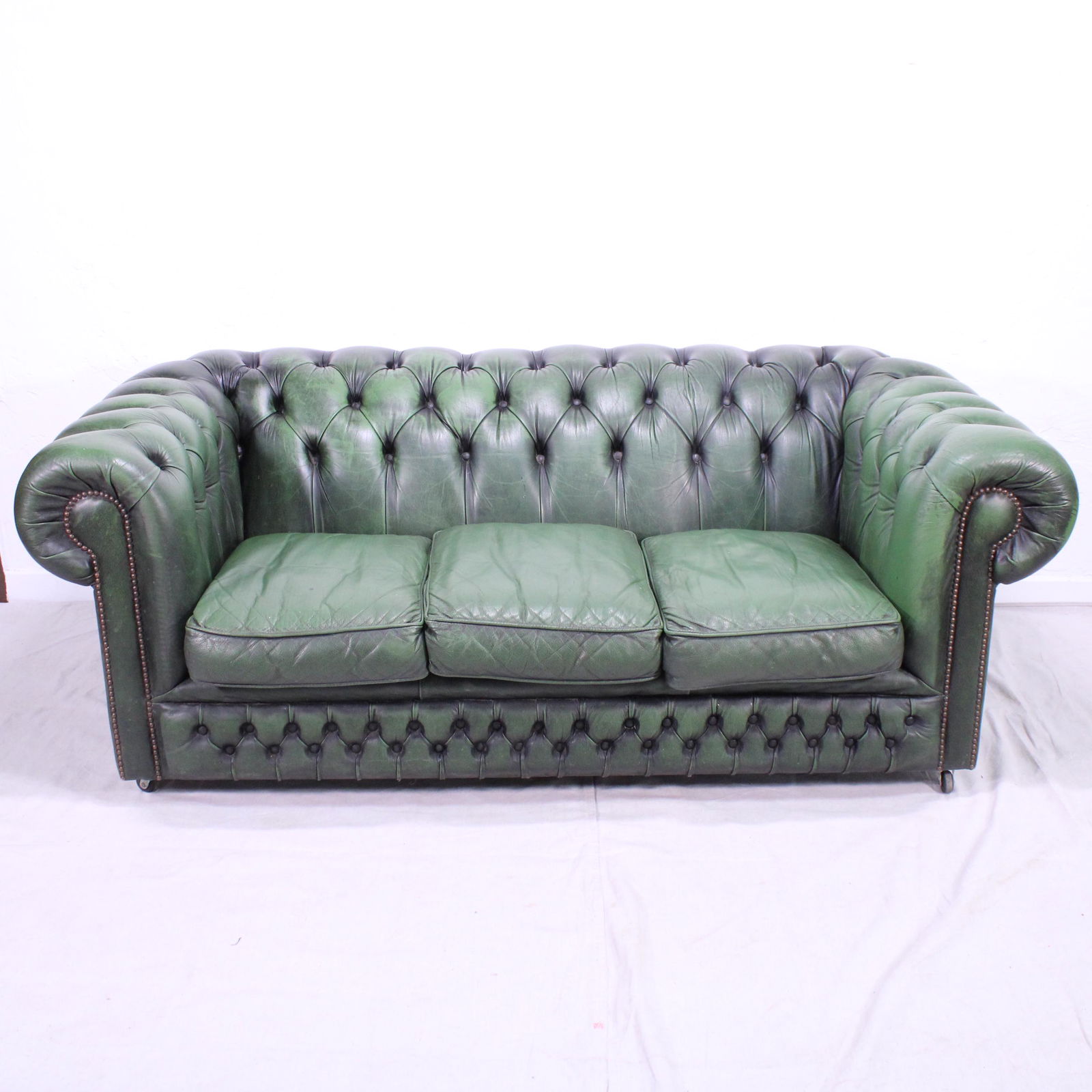 Mid Century Green Chesterfield Sofa on Castors Feet #1 (1 of 13)