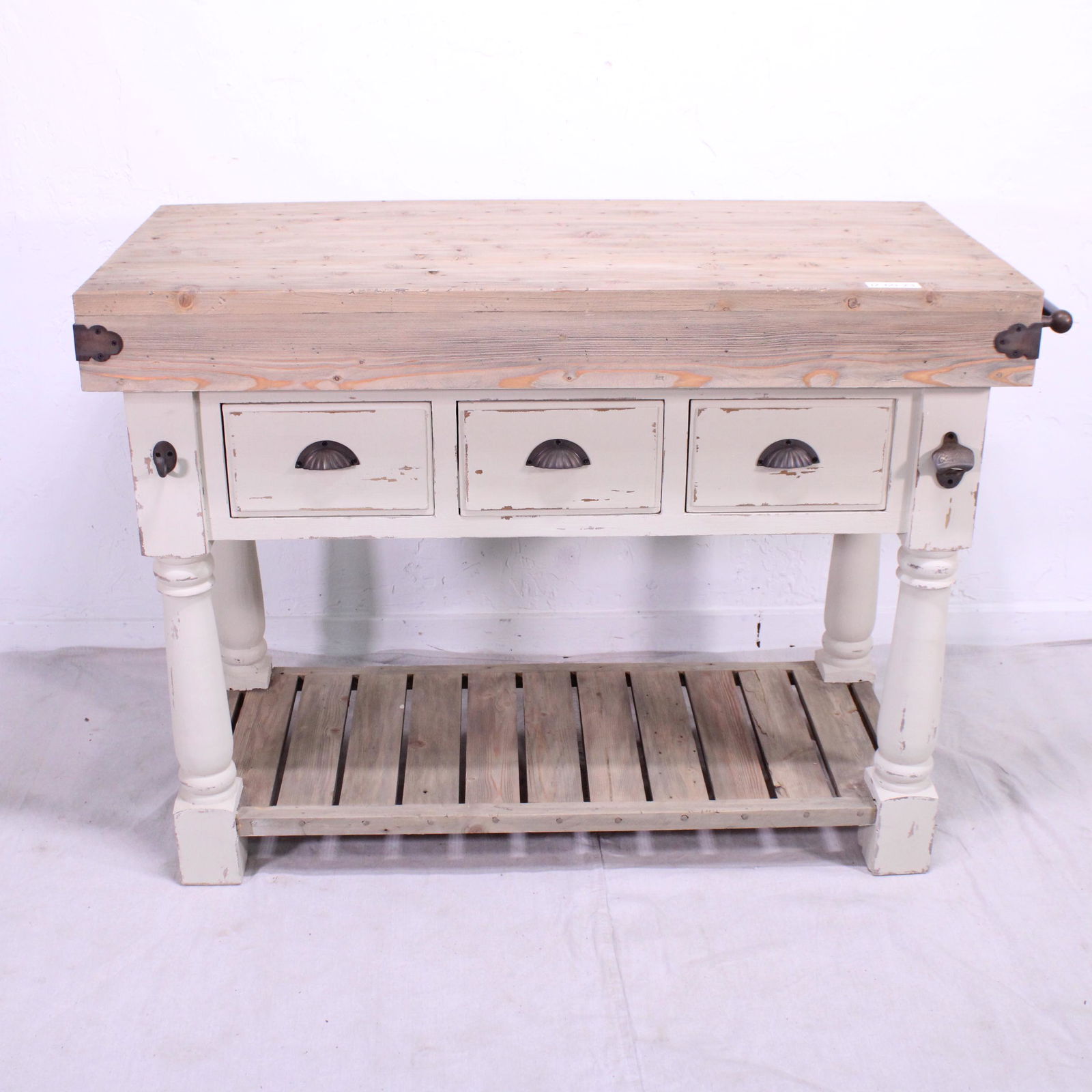 Farmhouse 3 Drawer Kitchen Island - Painted Base (1 of 6)