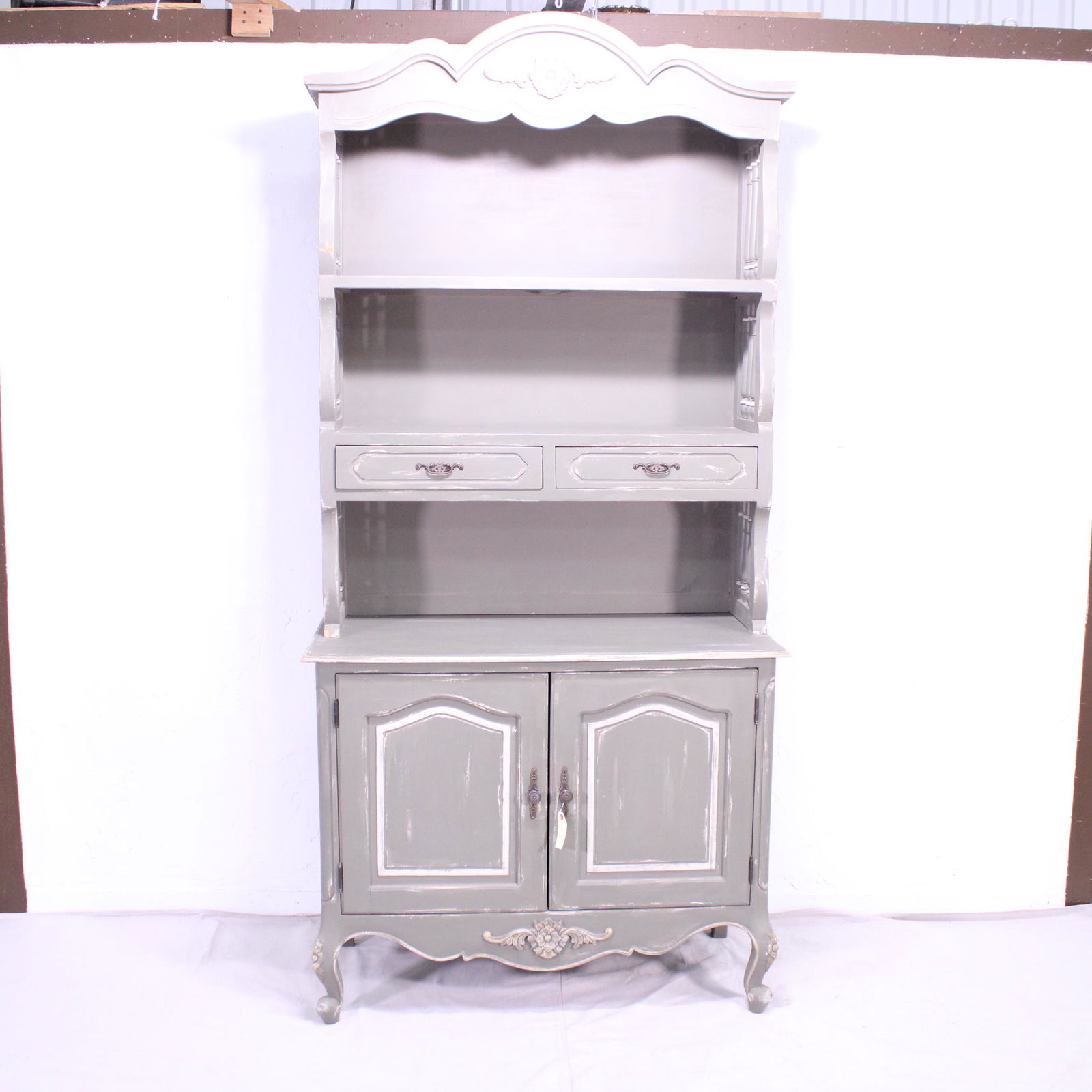 Grey Painted French Style Cabinet with White Accents (1 of 8)