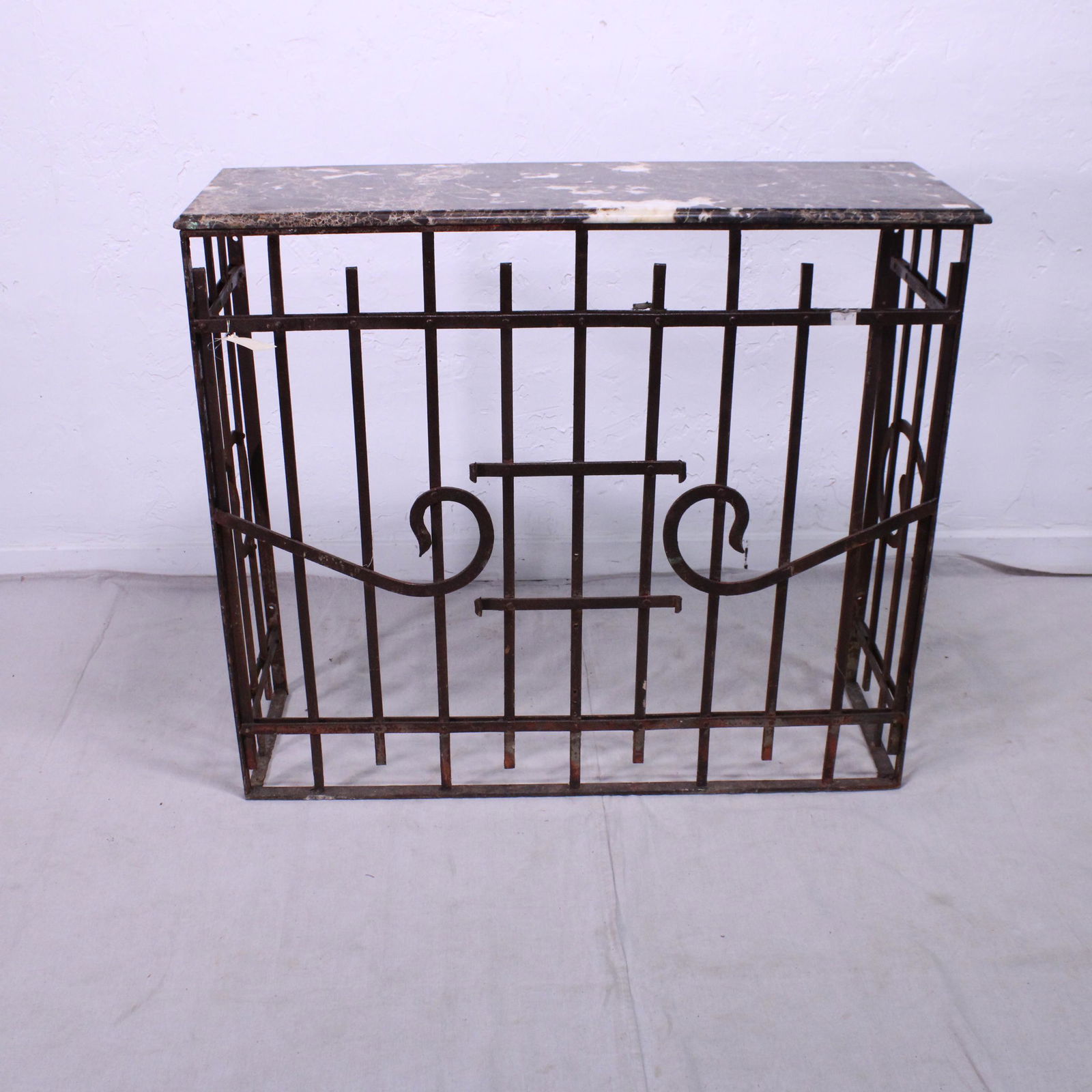 Marble Top Console With Vintage Iron Base (1 of 6)