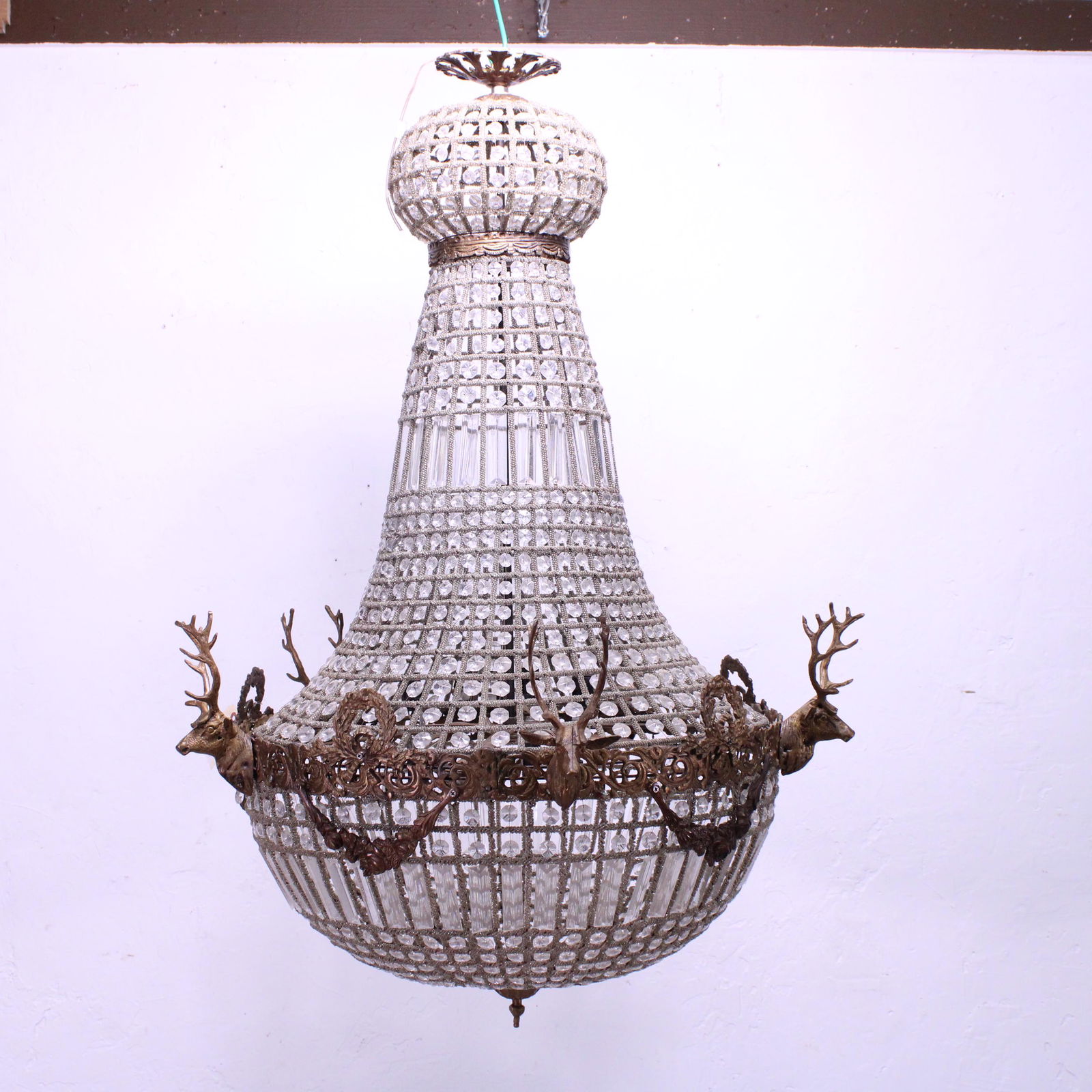 Empire Style Chandelier Metal Stags Heads & Draping #1 (1 of 4)