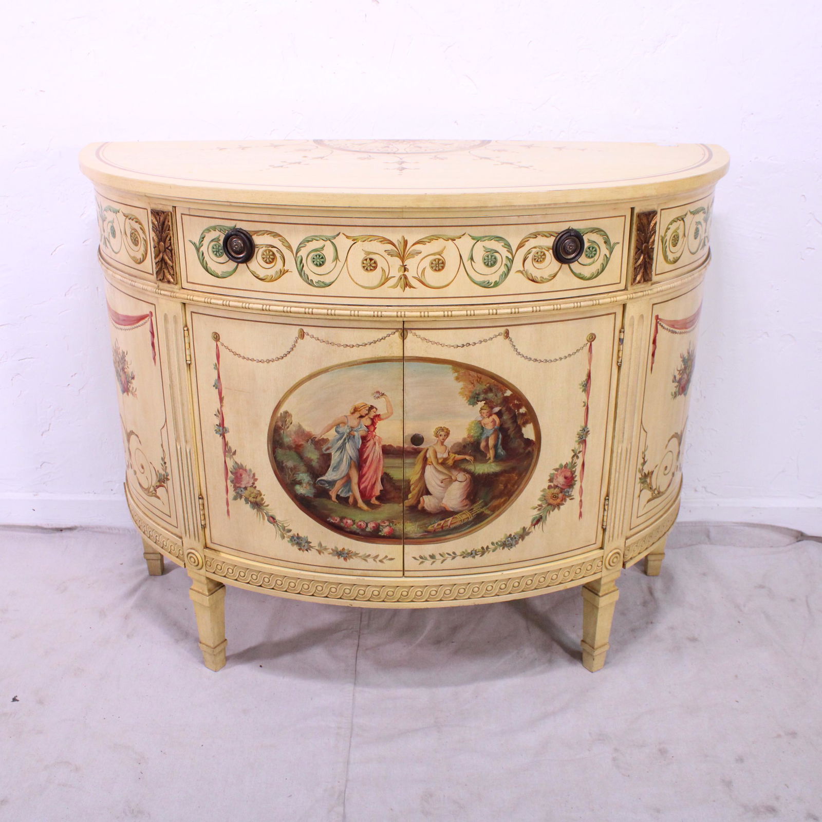 Painted Demi Lune Cabinet (1 of 6)