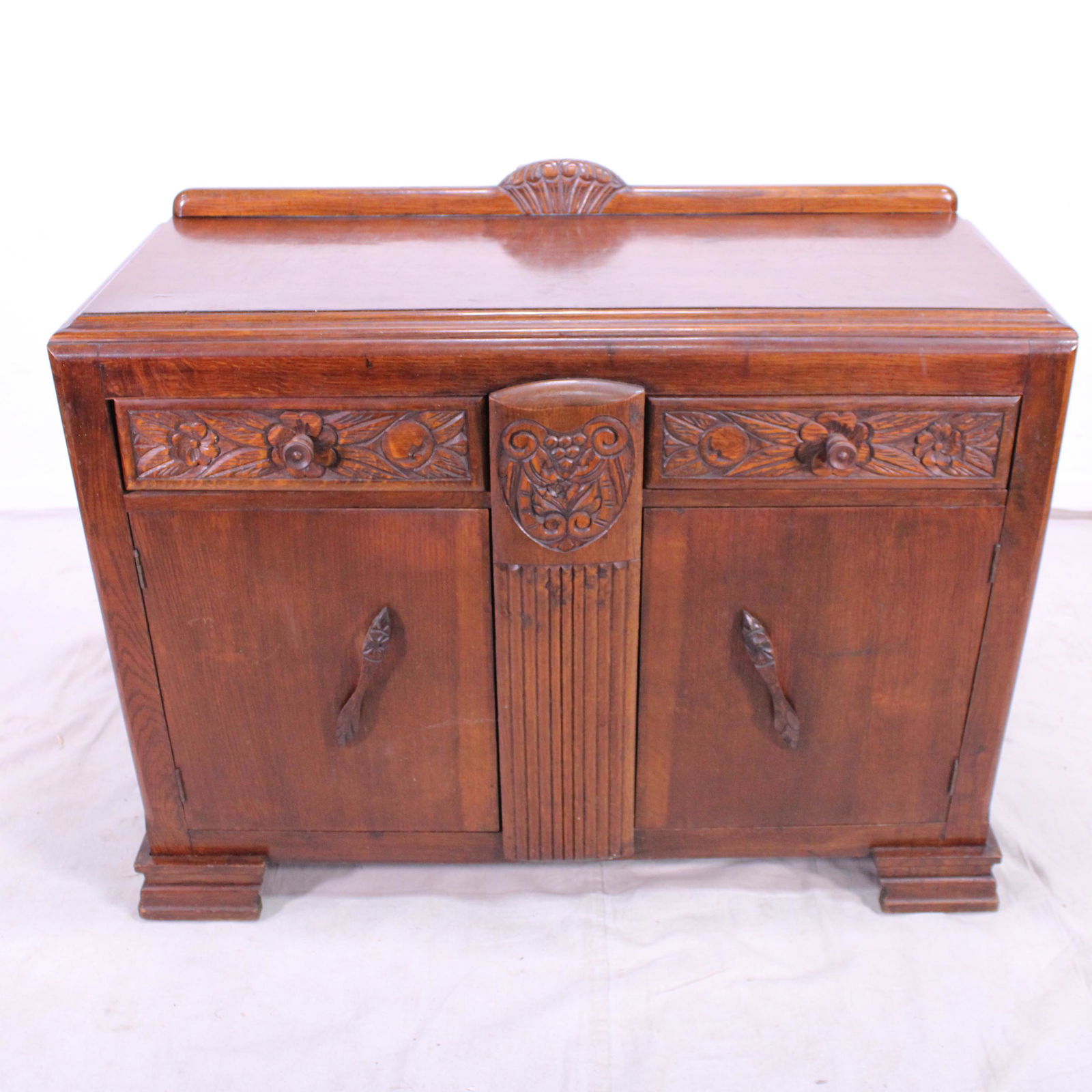 Carved Oak British Sideboard - Floral Motif (1 of 6)