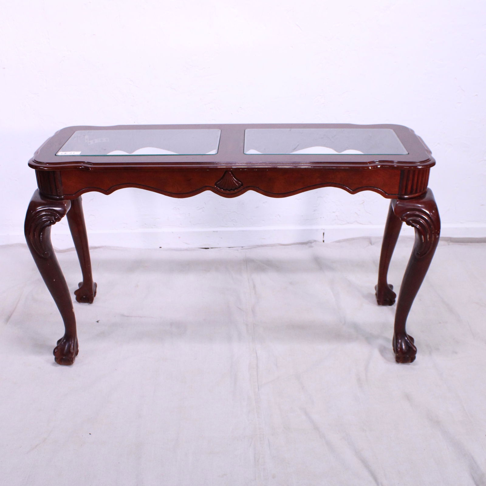 Modern Mahogany Glass Top Console Table (1 of 4)