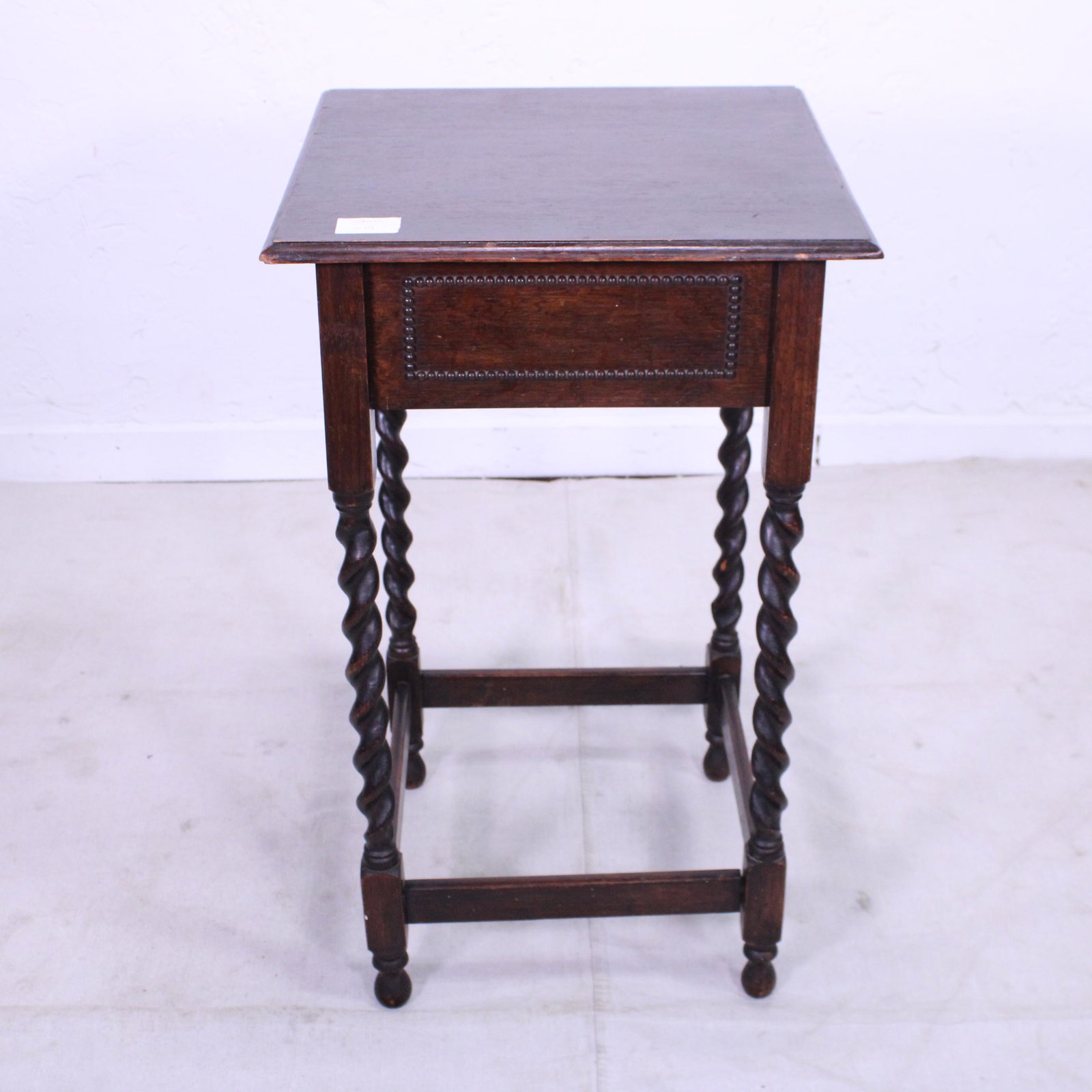 British Barley Twist Table with Beaded Panels: British Barley Twist Table with Beaded Panels 29 in tall x 17 x 17
