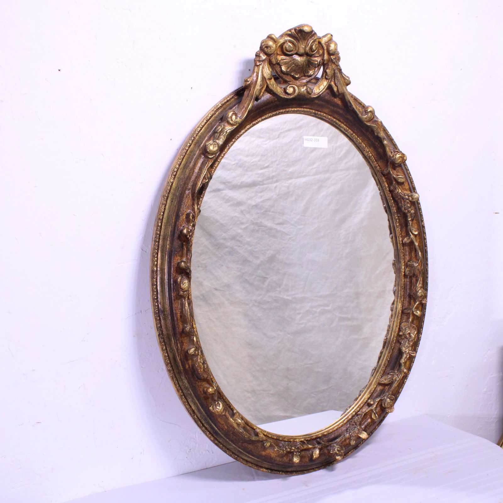Carved Gold Oval Frame European Mirror #2 (1 of 3)