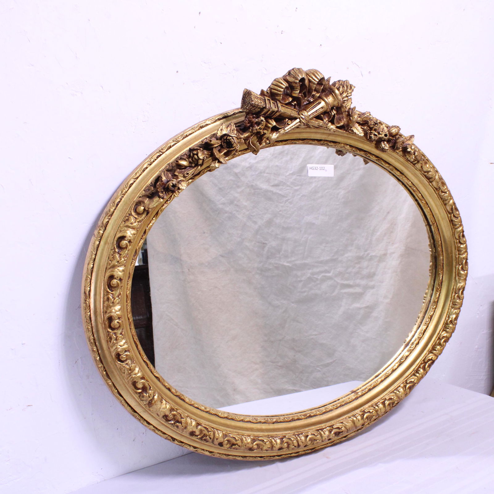 Carved Gold Oval Frame European Mirror #3 (1 of 4)
