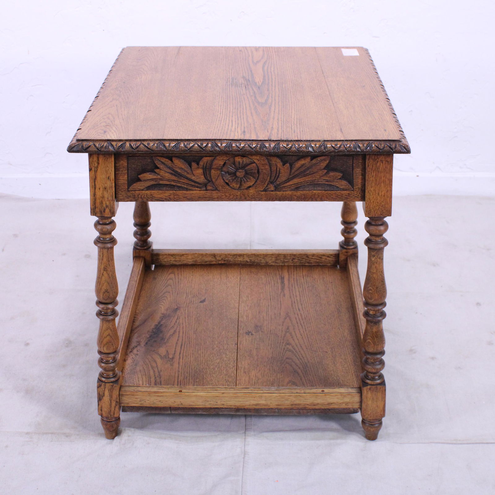 Two Tiered British Carved Oak Table (1 of 3)