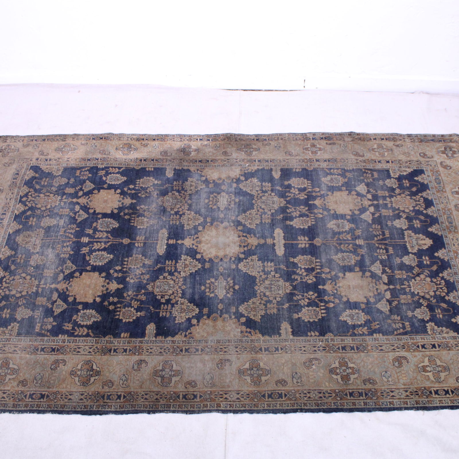 Hand knotted Blue & Tan Rug (1 of 4)