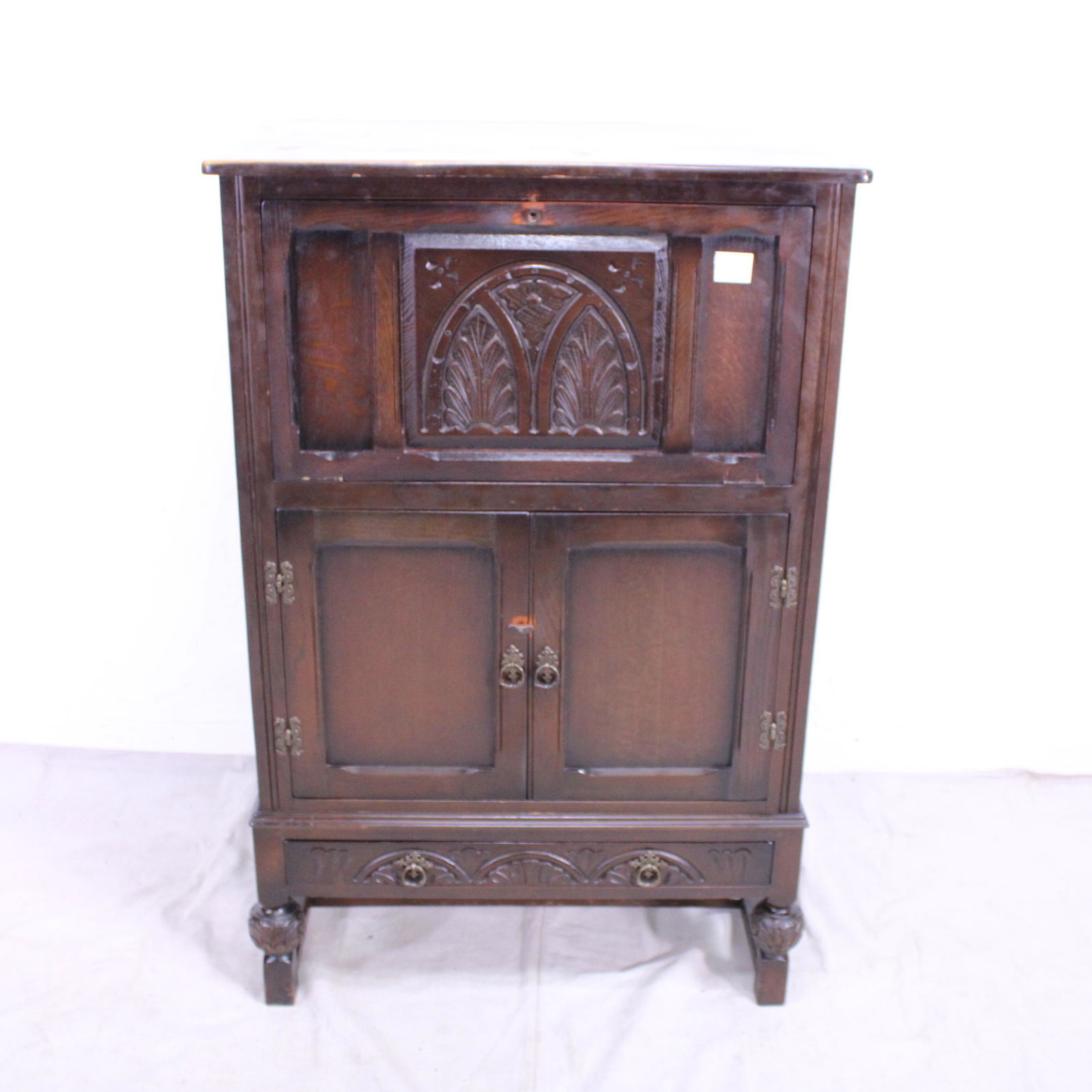 Dark Oak English Drop Front Cabinet (1 of 6)