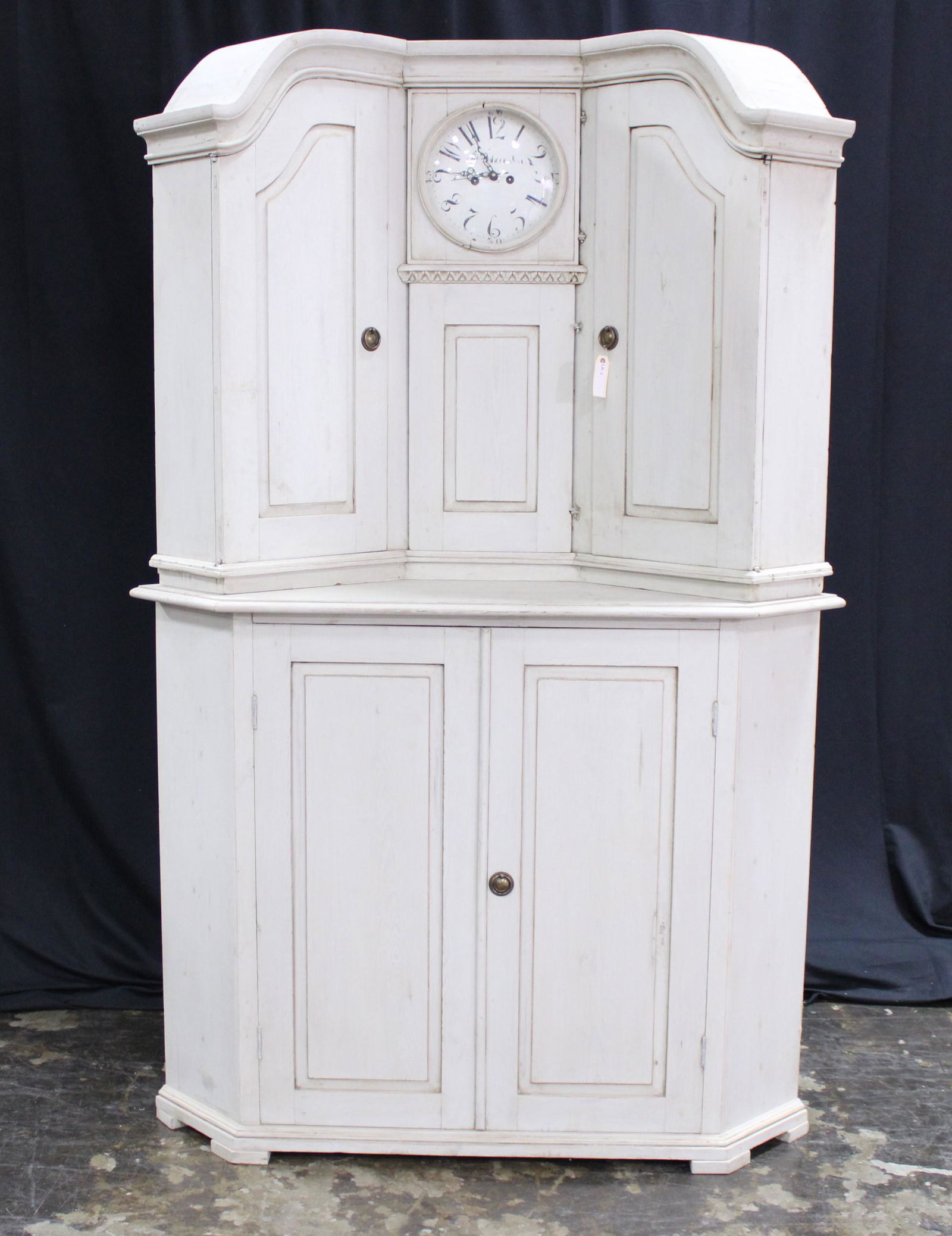 Painted Swedish Gustavian Style Clock Corner Cabinet (1 of 8)