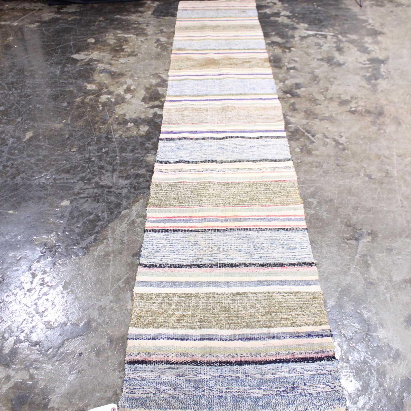 Vintage Swedish Rag Rug, Blue & Grey Runner - 2 x 12 (1 of 6)