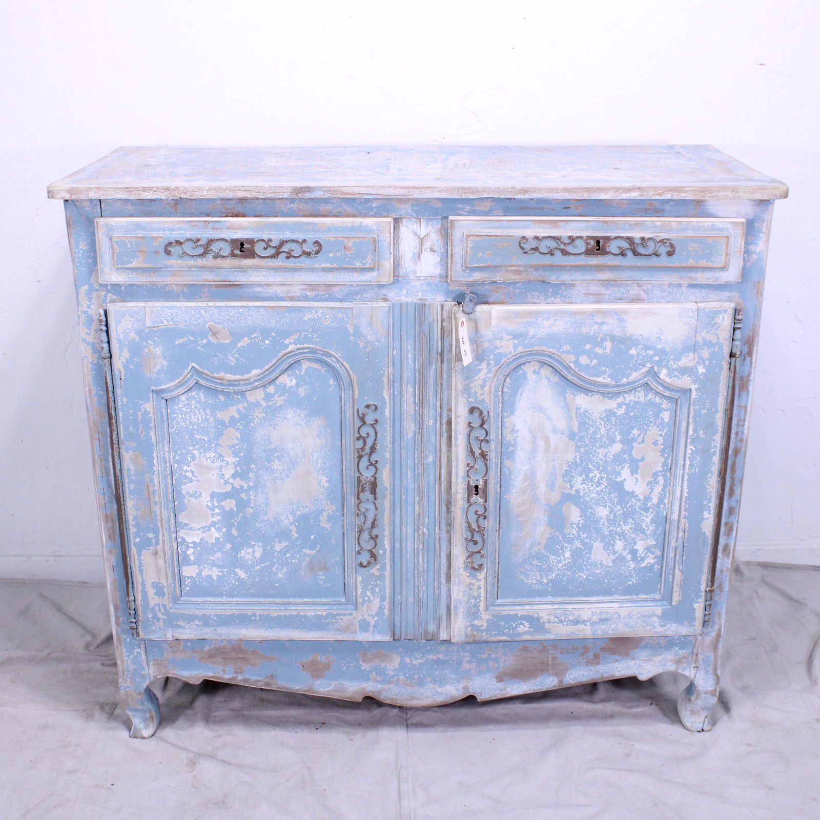 Vintage French Server with Blue Dry Rubbed Paint Finish (1 of 8)