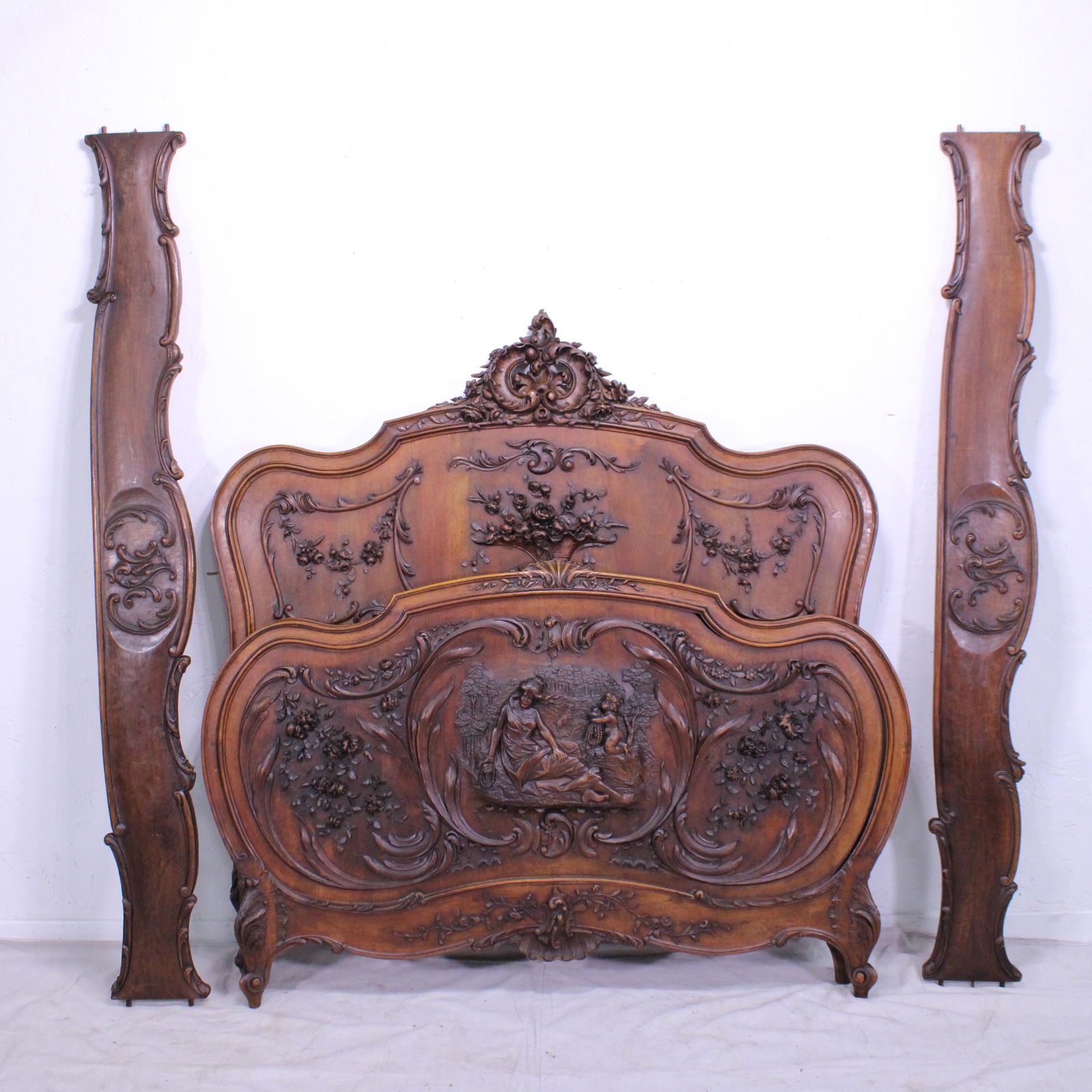 French Louis XV  Bed with Figural Carving (1 of 16)